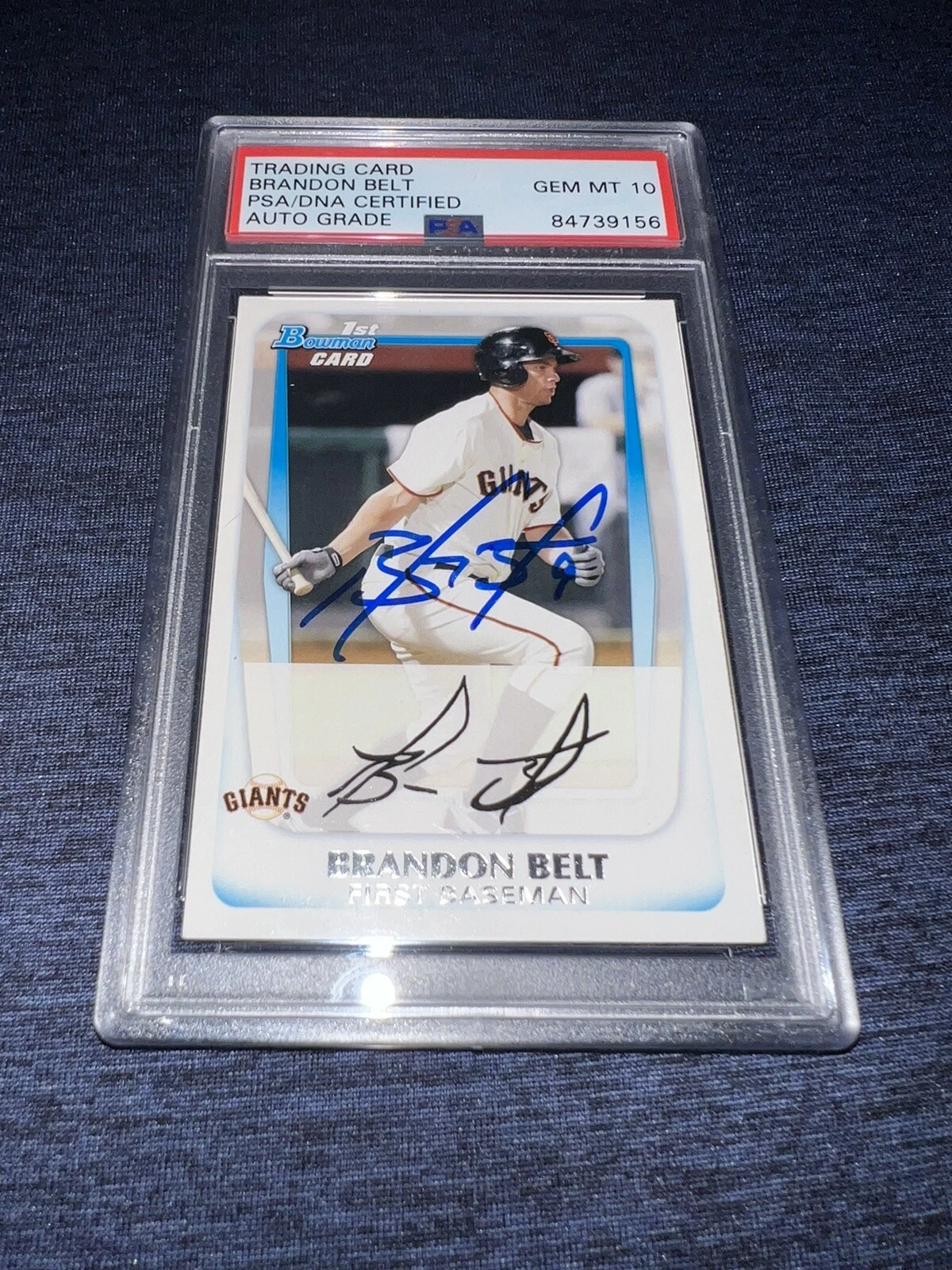 Brandon Belt Signed 2011 1st Bowman Trading Card Topps SF Giants PSA/DNA Gem 10