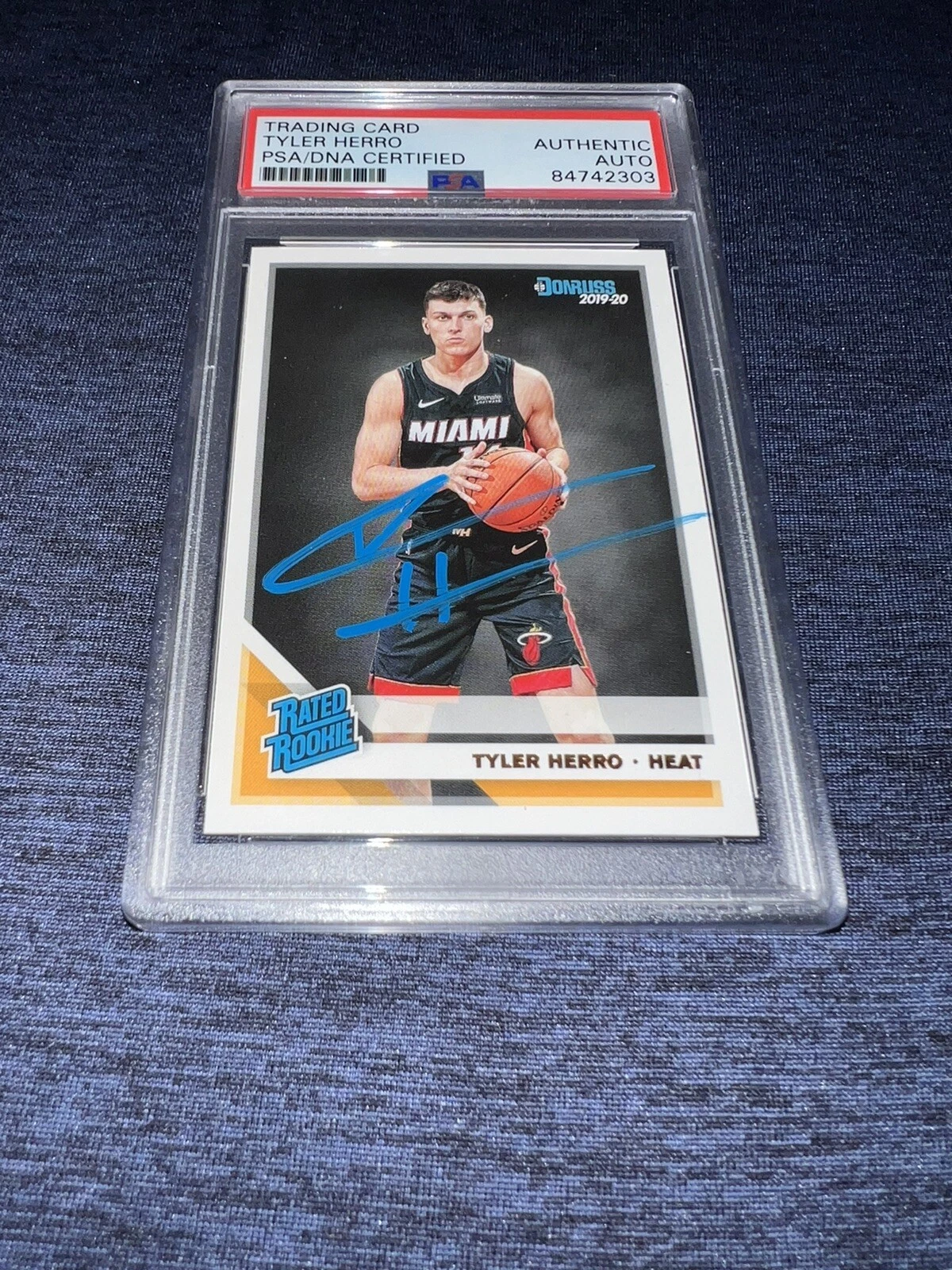 Tyler Herro Signed 2019 Donruss Rated Rookie Trading Card RC Heat PSA/DNA