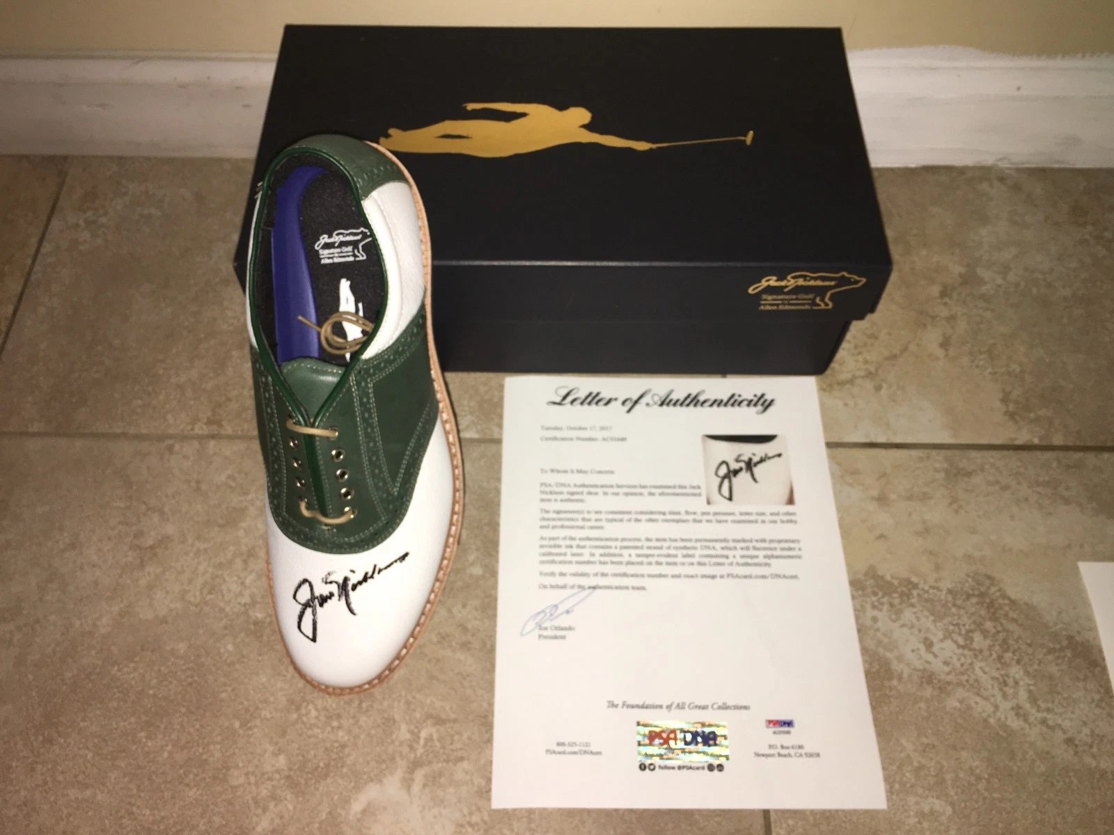 Jack Nicklaus Signed Official Golden Bear Shoe 6x Masters Champ PSA/DNA