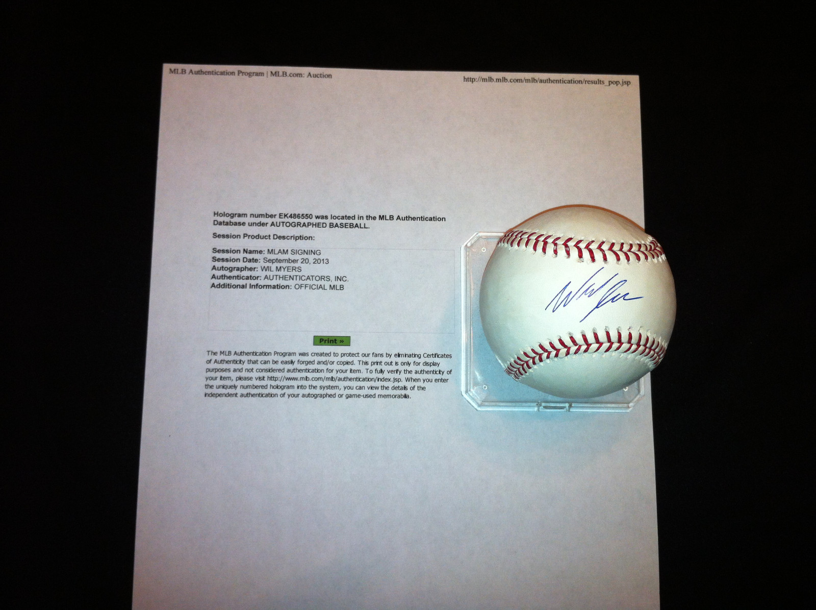 Wil Myers Signed Tampa Bay Rays Official Baseball MLB Authentication 13 AL ROY?