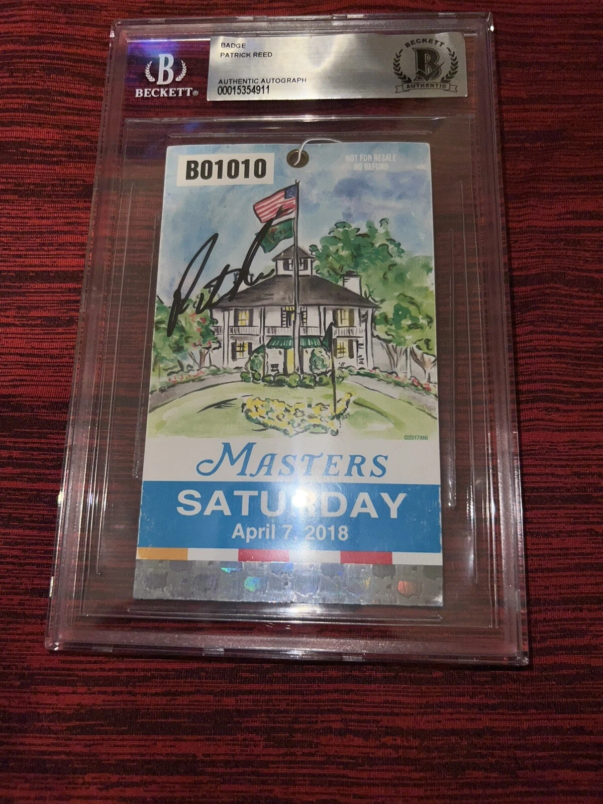 Patrick Reed Signed Official 2018 Masters Badge 2018 Champion LIV Beckett #2