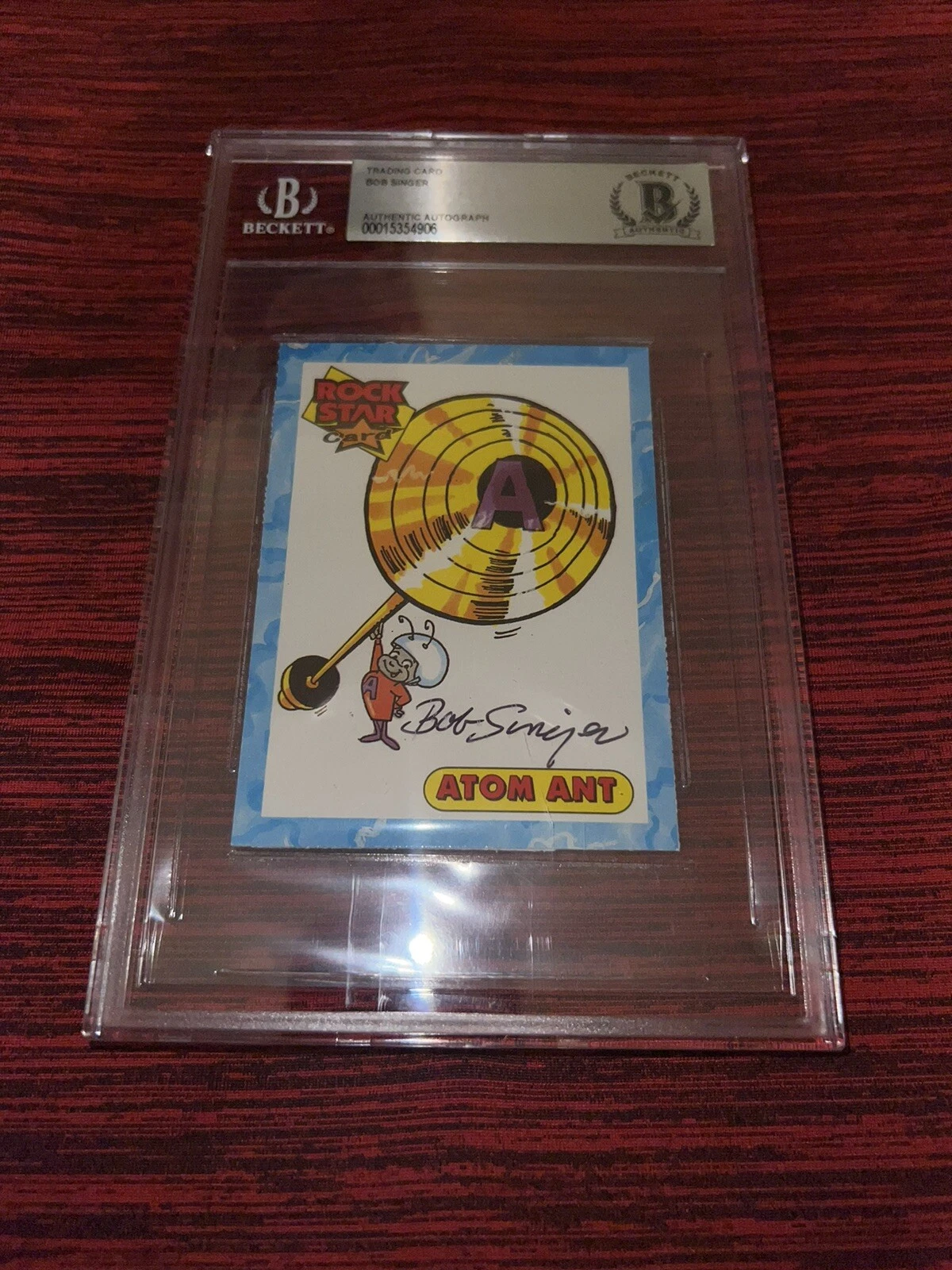 Bob Singer Signed Official Rock Star Card “Atom Ant” Beckett Slab