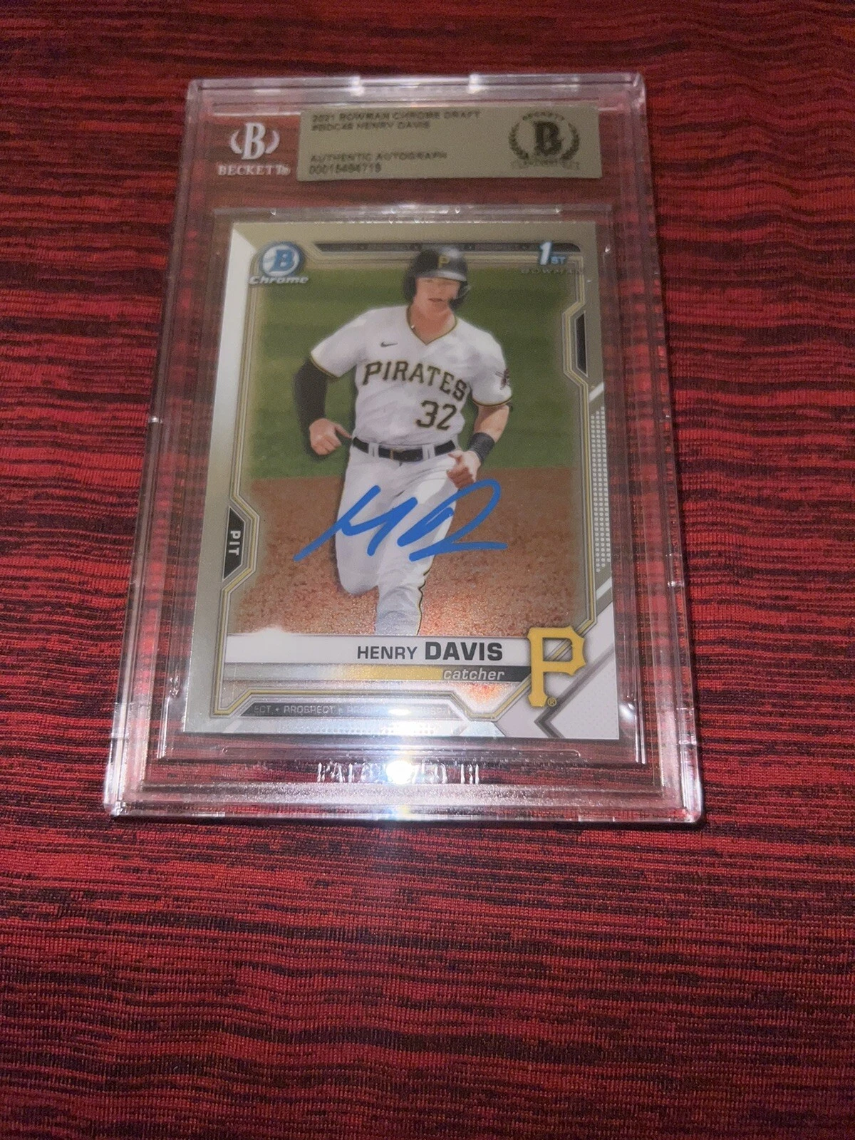Henry Davis Signed 2021 1st Bowman Chrome Pittsburgh Pirates Beckett #2