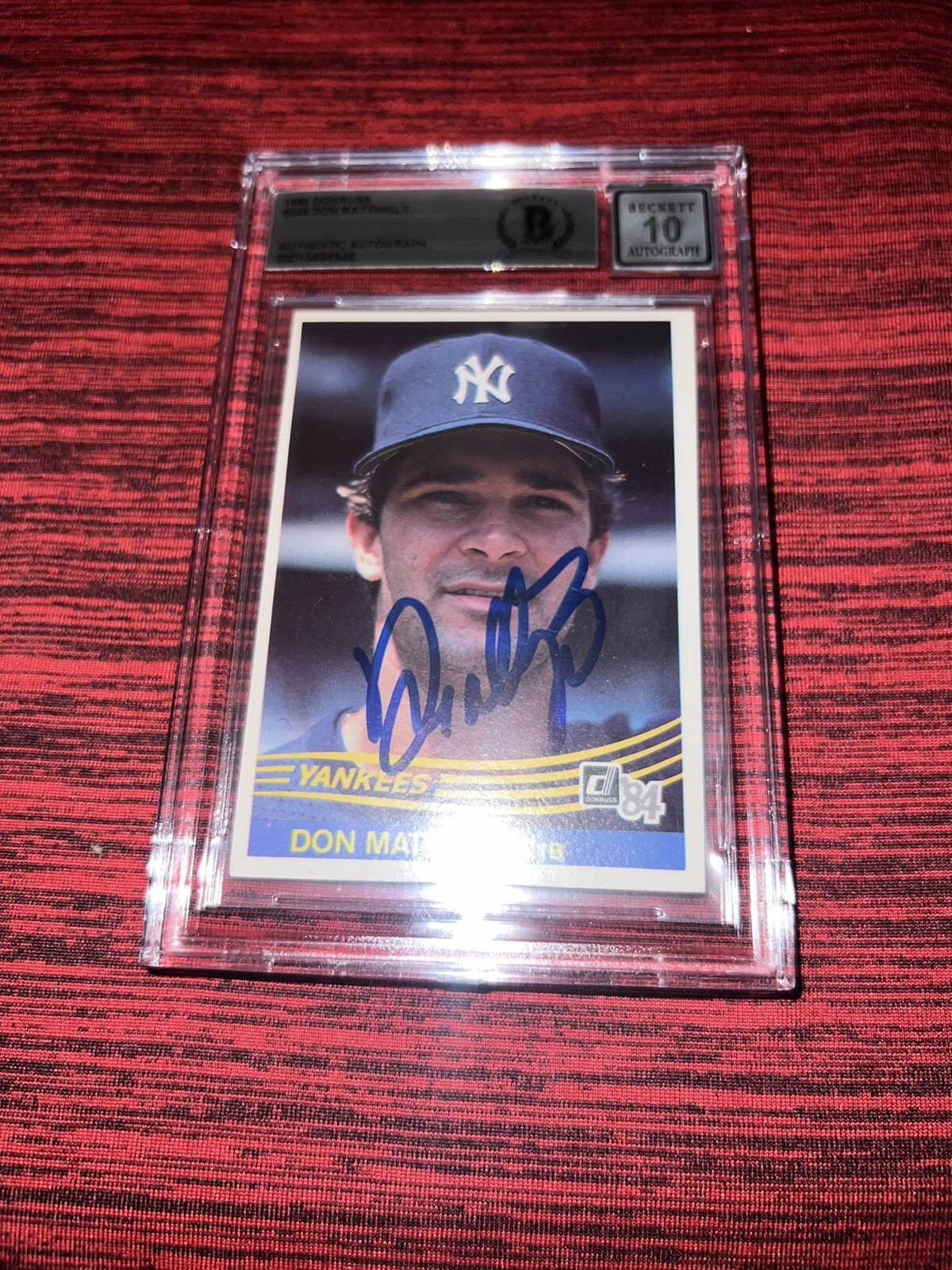 Don Mattingly Signed 1984 Donruss Rookie Card New York Yankees Beckett Gem 10