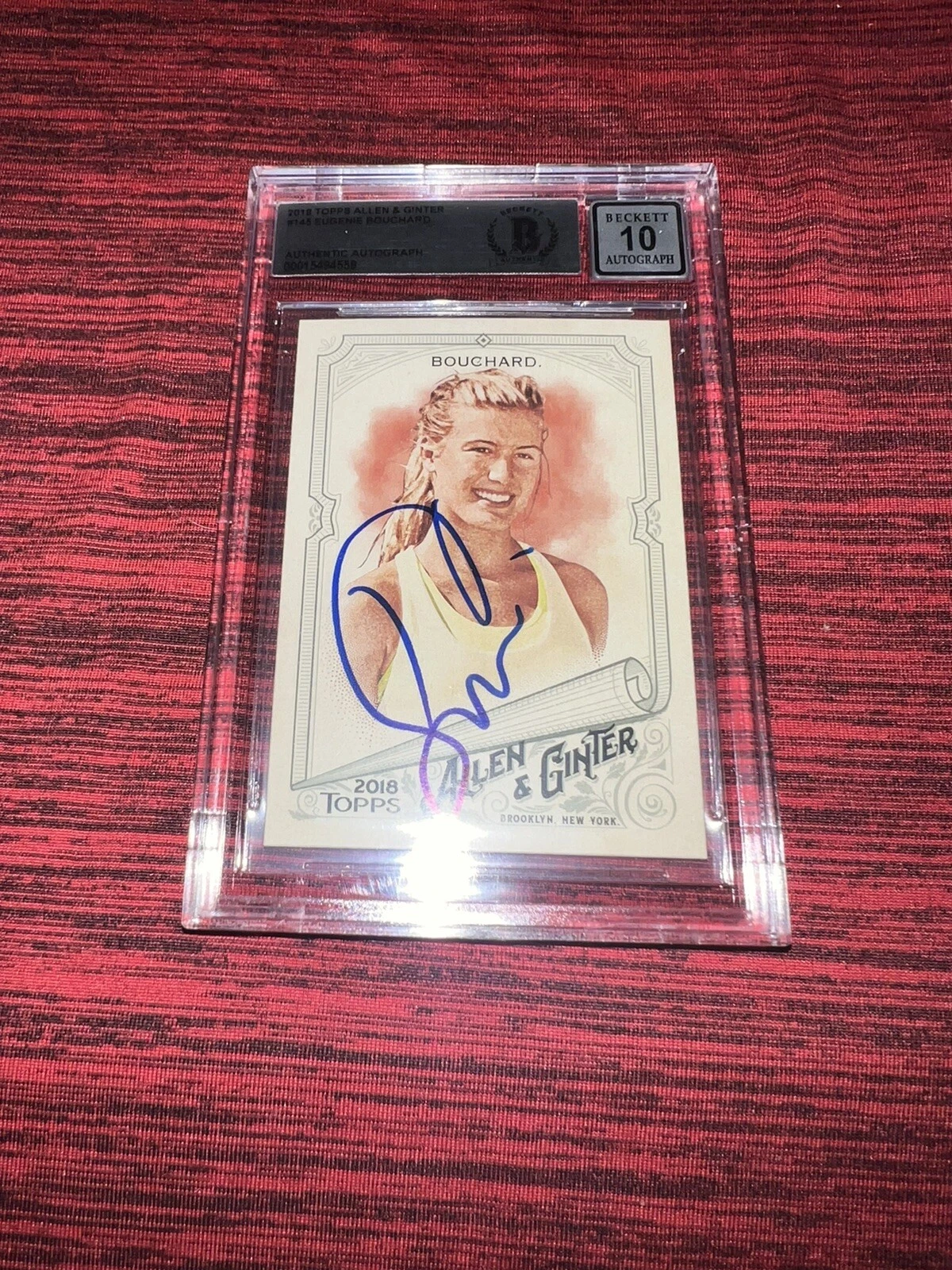 Eugenie Bouchard Signed 2018 Topps Allen & Ginter Trading Card Beckett Gem 10