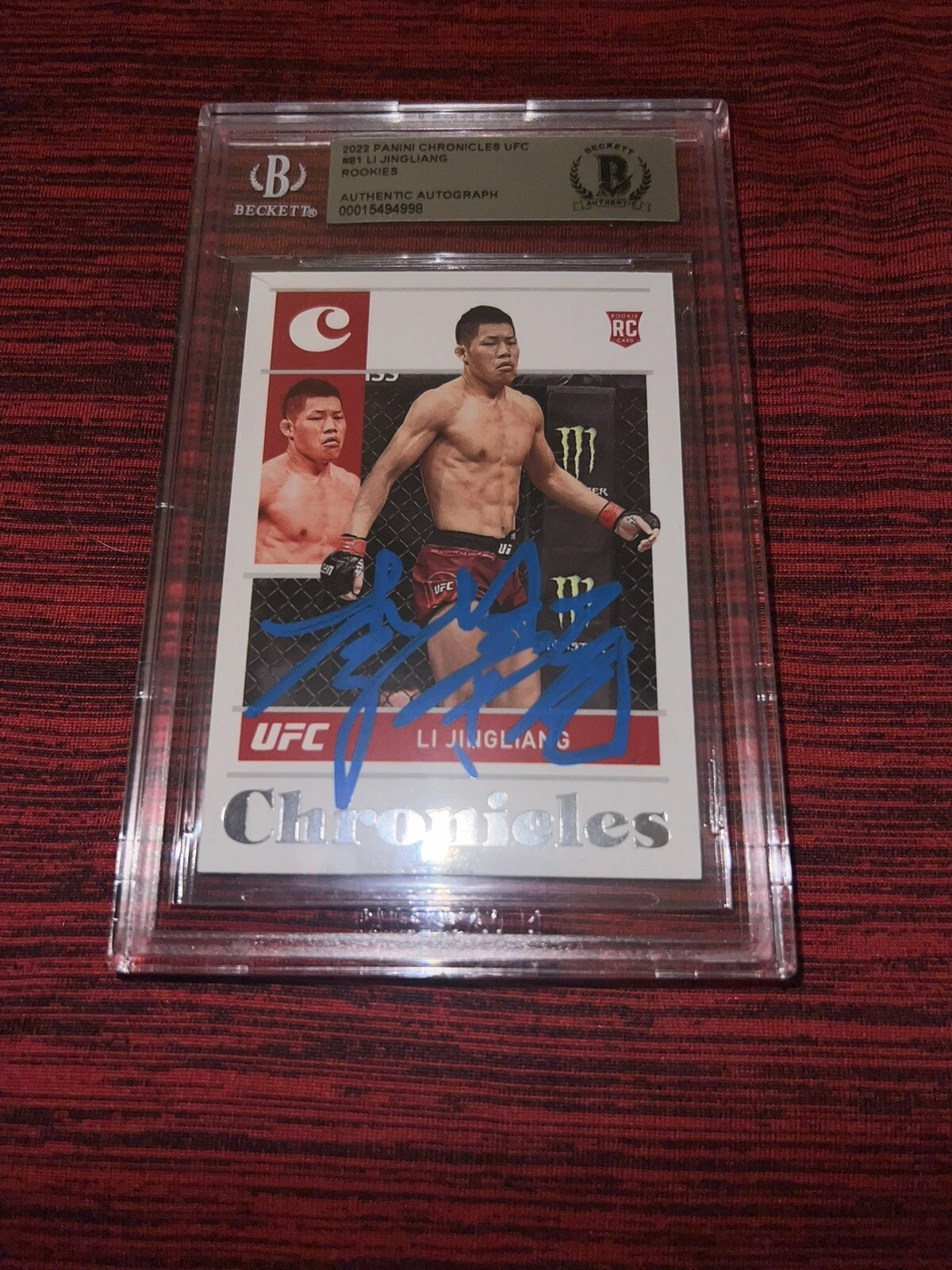 Li Jingliang Signed 2022 Panini Chronicles Rookie UFC Trading Card Beckett
