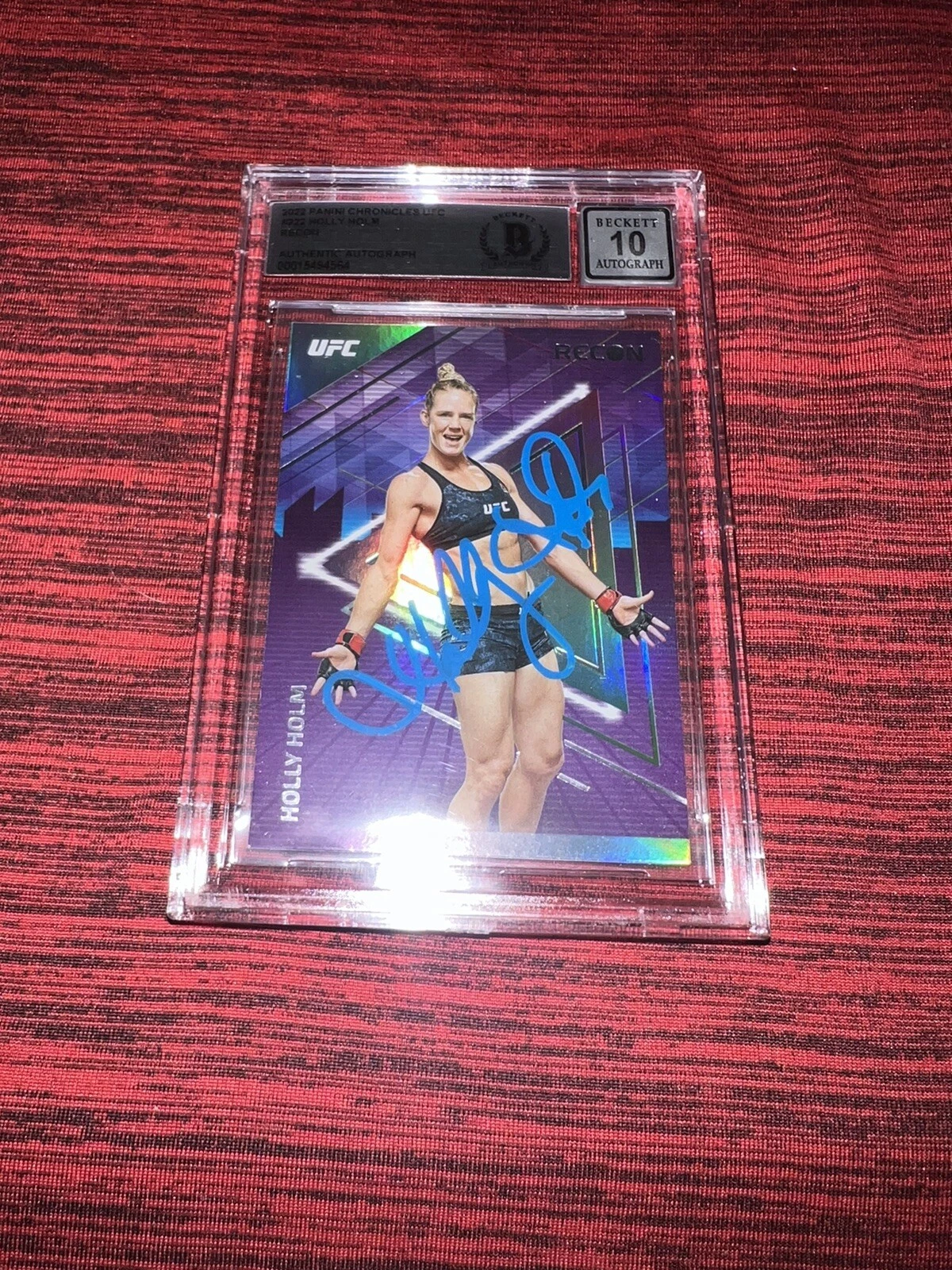 Holly Holm Signed 2022 Panini Chronicles Recon UFC Trading Card Beckett Gem 10