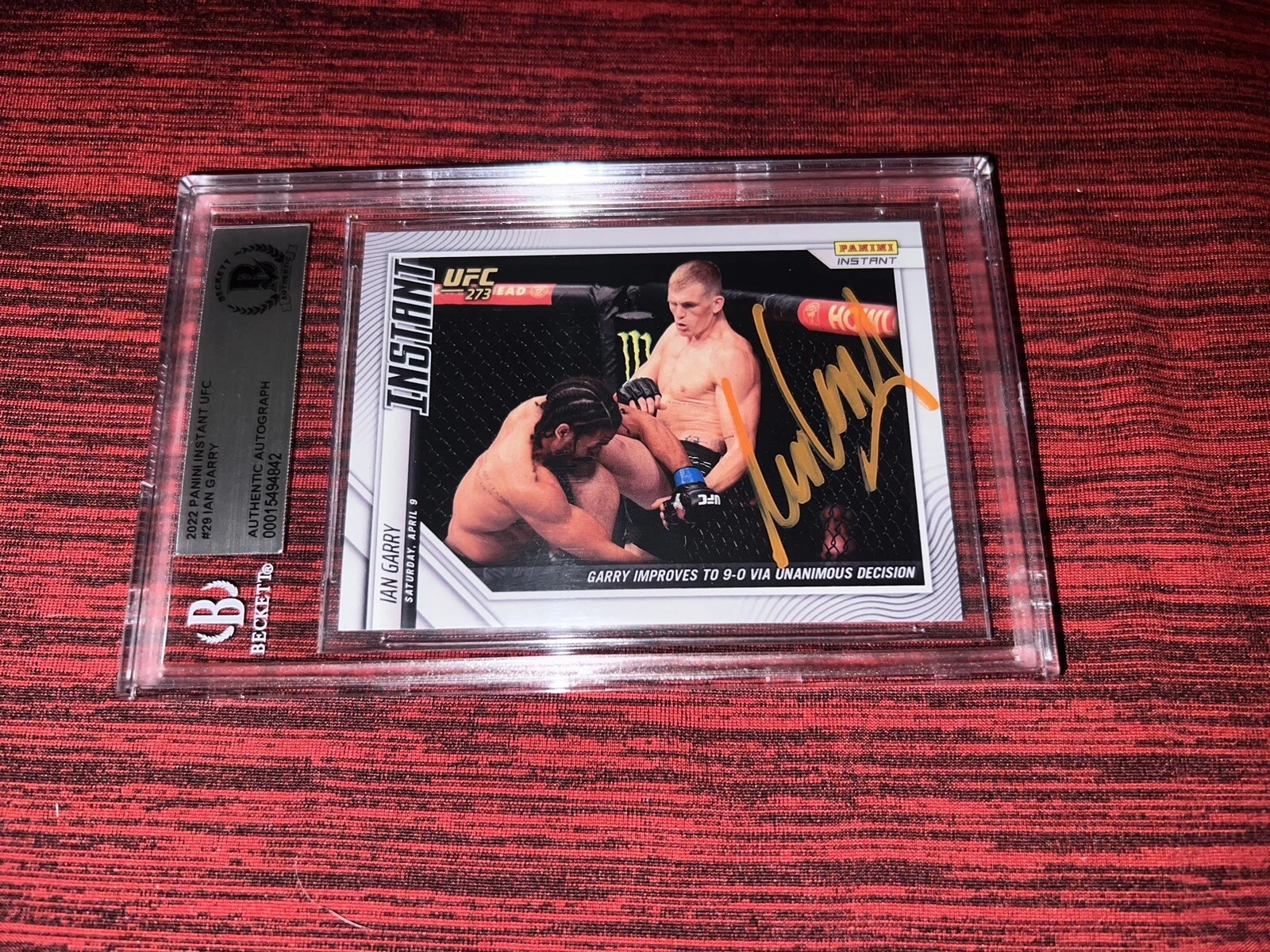 Ian Garry Signed 2022 Panini Instant UFC Trading Card UFC 273 Beckett