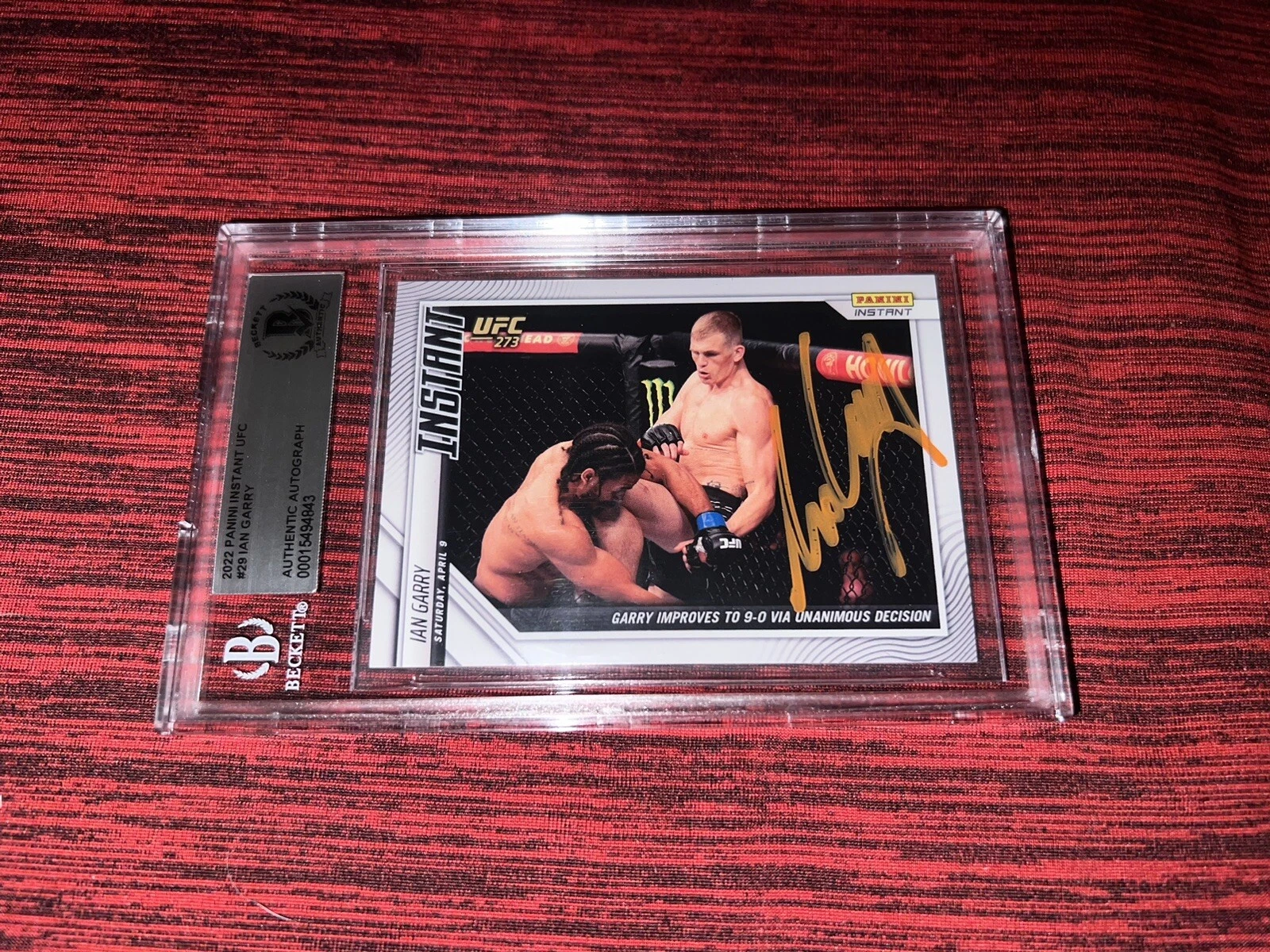Ian Garry Signed 2022 Panini Instant UFC Trading Card UFC 273 Beckett #2