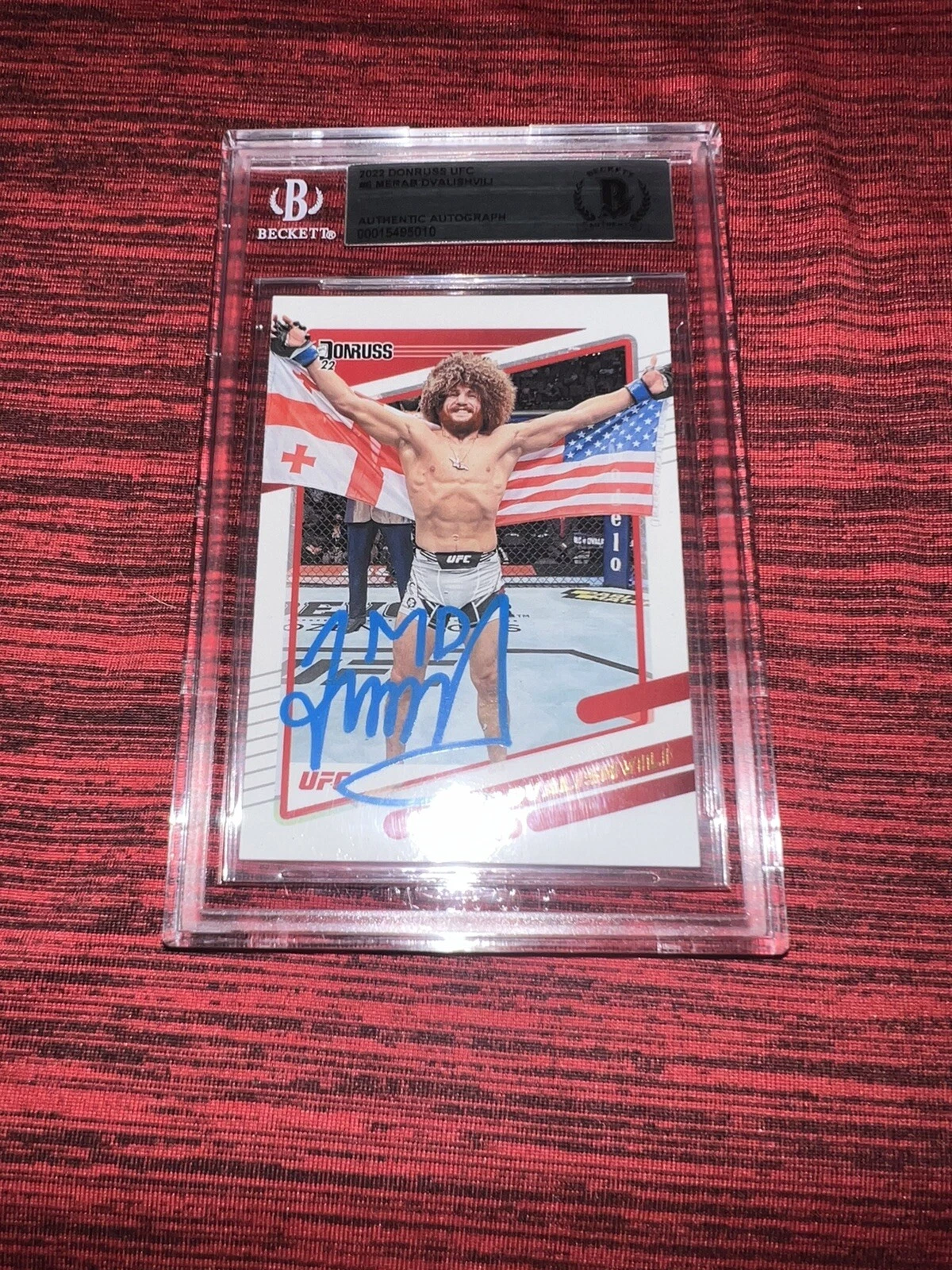 Merab Dvalishvili Signed 2022 Donruss UFC Trading Card Champ Beckett