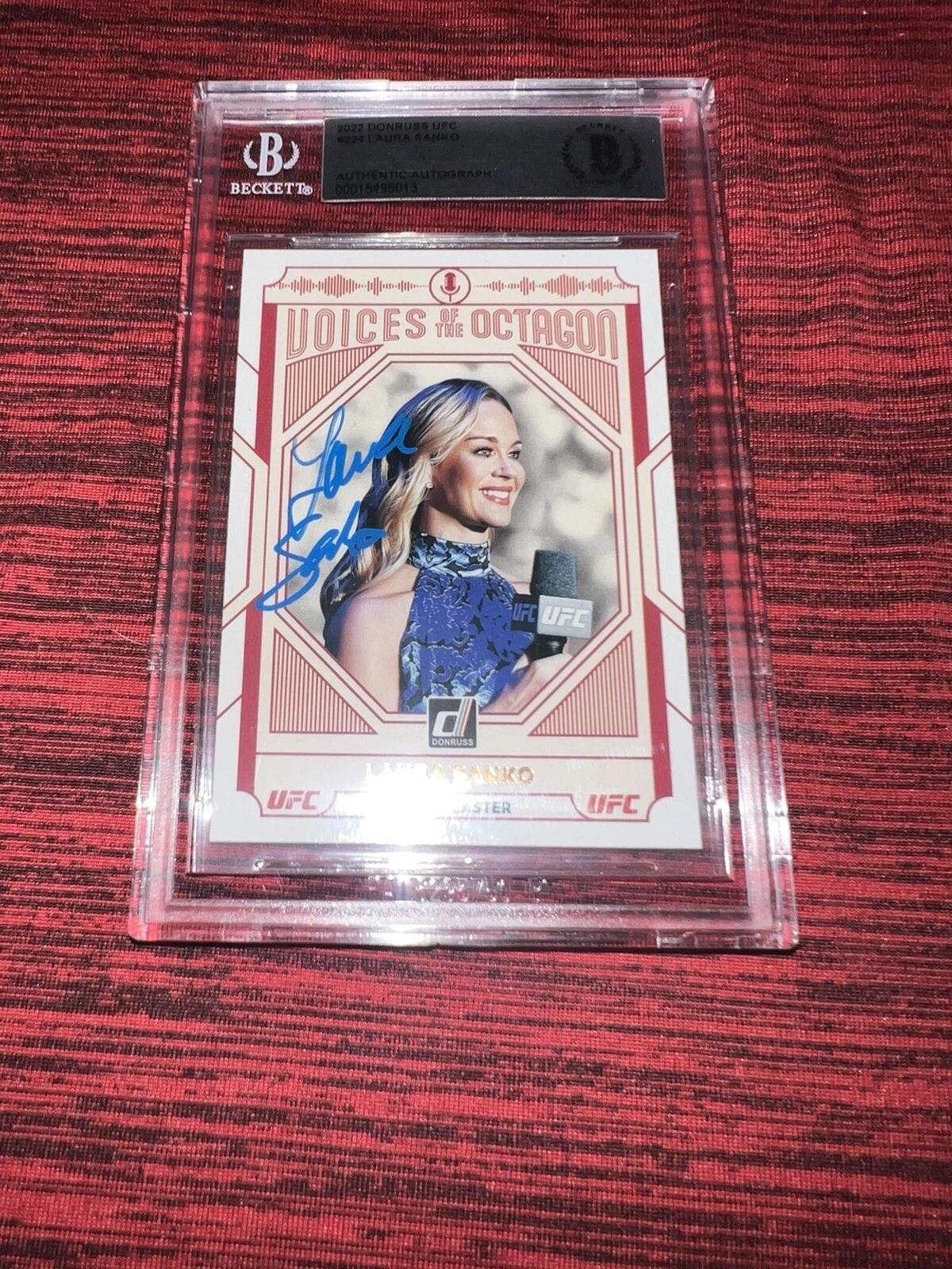 Laura Sanko Signed 2022 Donruss UFC Trading Card Voices Of The Octagon Beckett