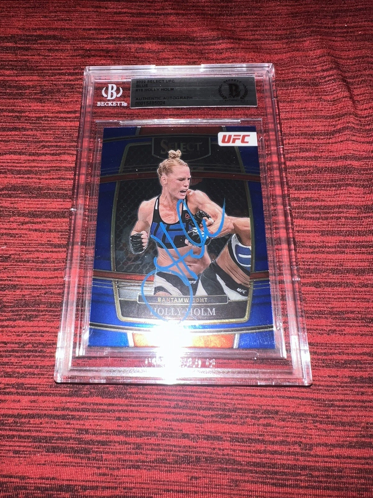 Holly Holm Signed 2022 Select UFC Trading Card Blue Champ Beckett