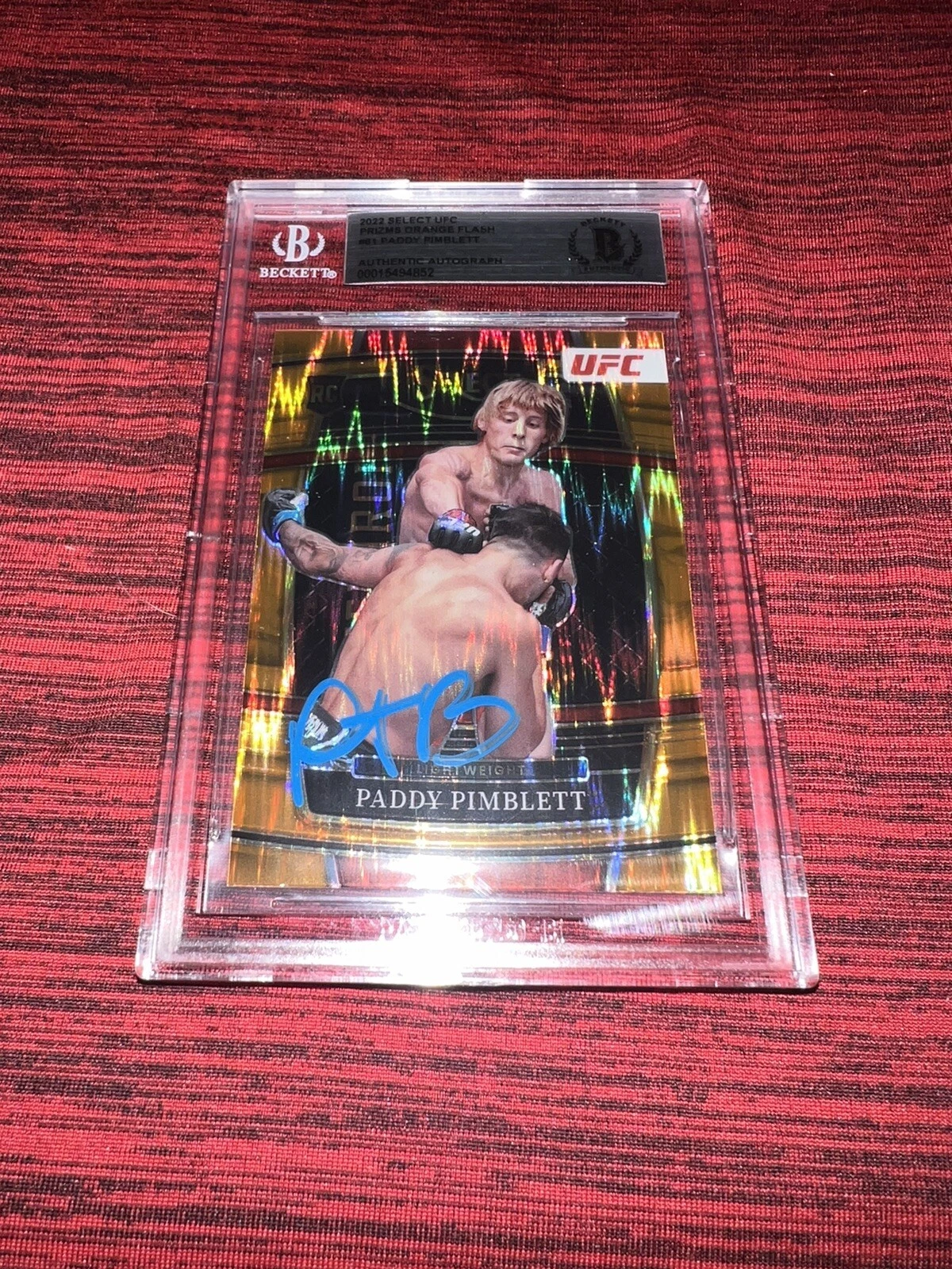 Paddy “The Baddy” Pimblett Signed 2022 Select UFC Trading Card Orange Flash BAS