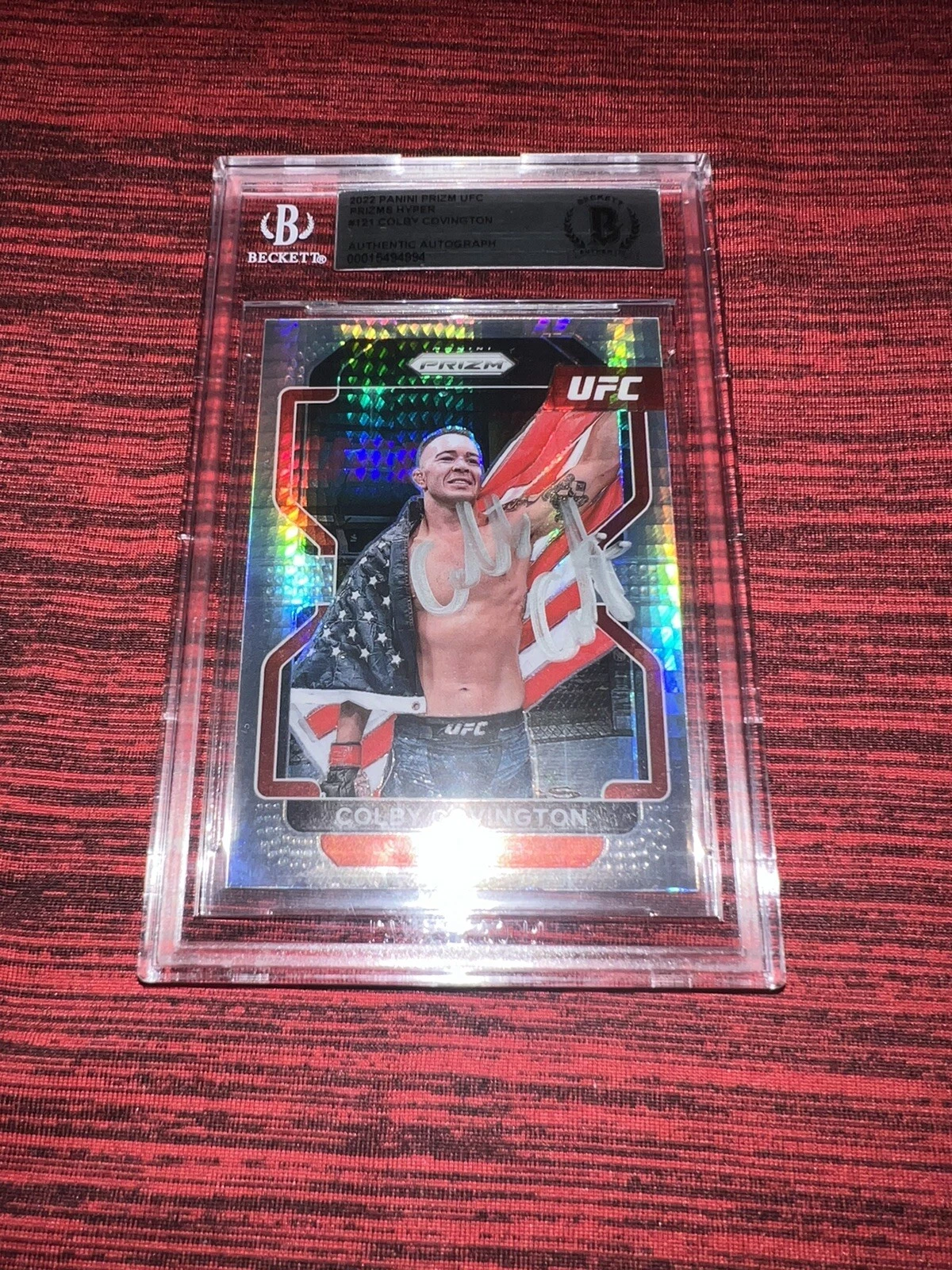Colby Covington Signed 2022 Panini Prizm Hyper UFC Trading Card Beckett