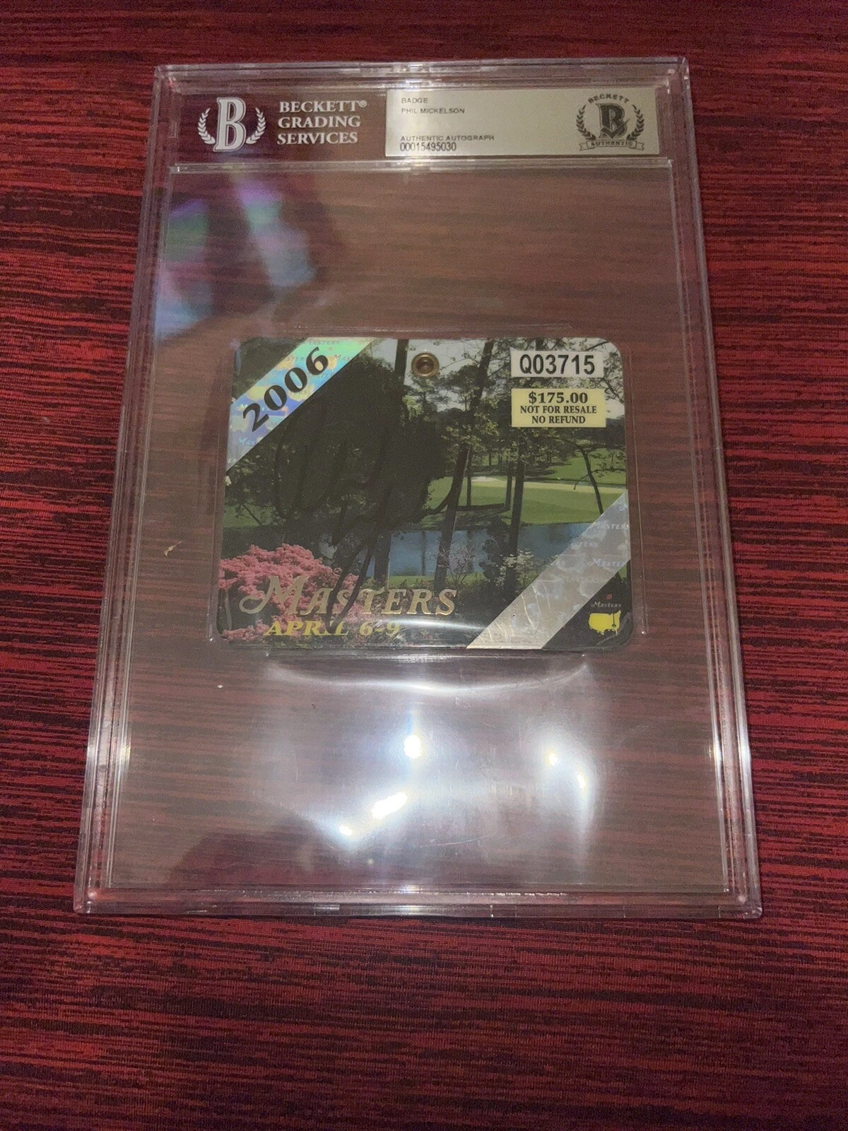 Phil Mickelson Signed Official 2006 Masters Badge 2006 Champion 3x Champ BAS #2