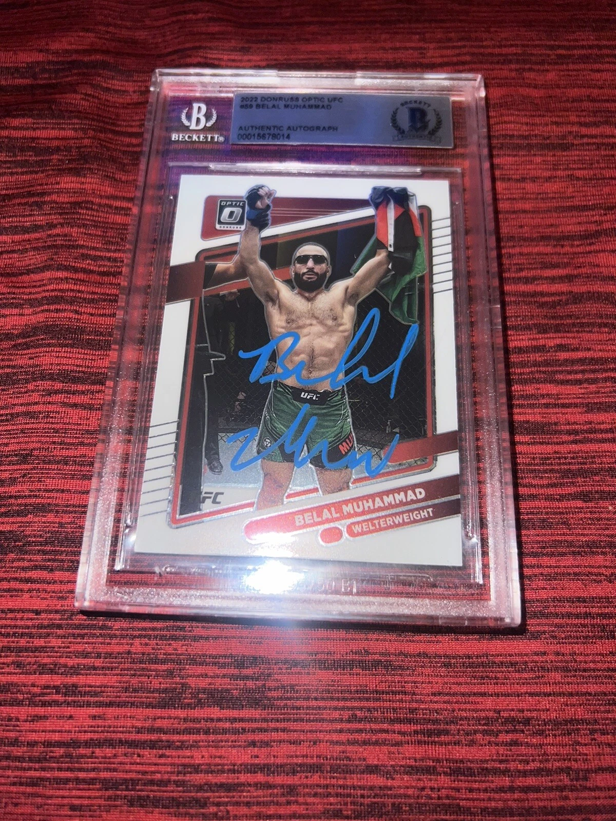 Belal Muhammad Signed 2022 Donruss Optic UFC #59 Trading Card Beckett