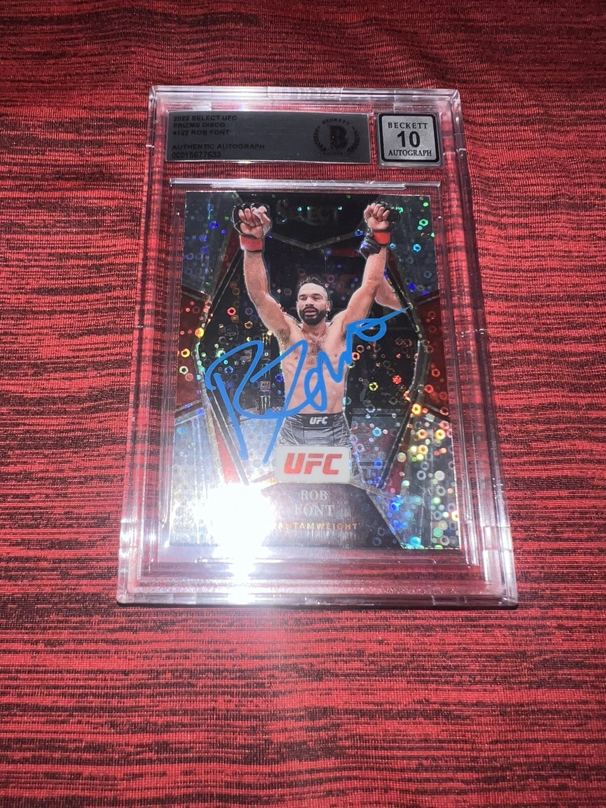 Rob Font Signed 2022 Panini Select Prizms Disco UFC Trading Card Beckett 10 Auto