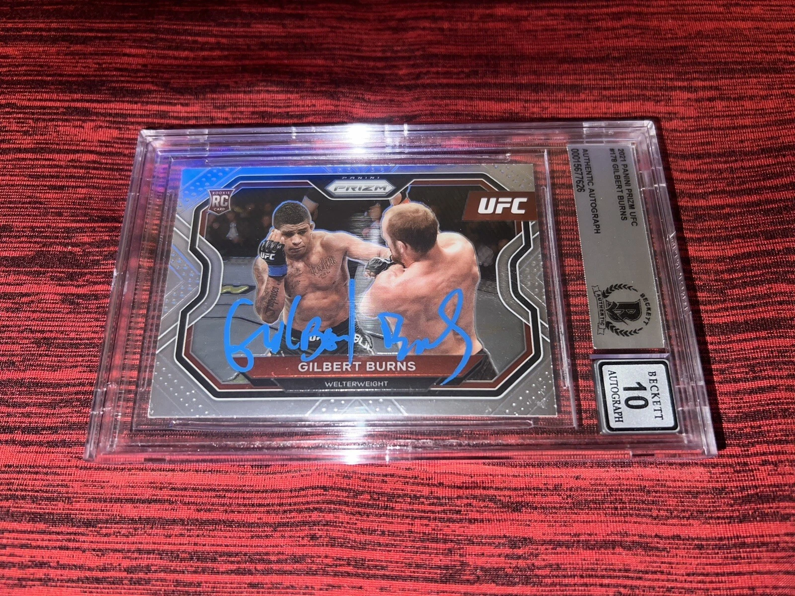 Gilbert Burns Signed 2021 Panini Prizm UFC Trading Card Rookie Beckett