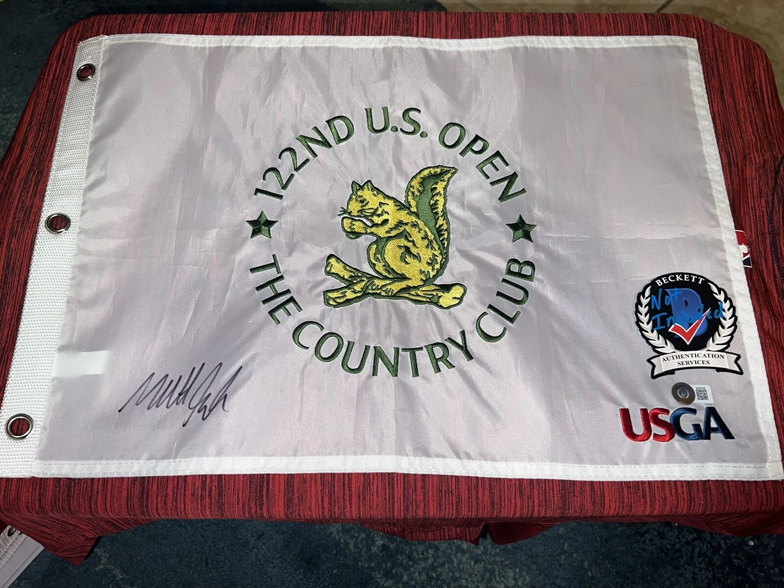 Matt Fitzpatrick Signed Official 2022 US Open Flag The Country Club Beckett #4