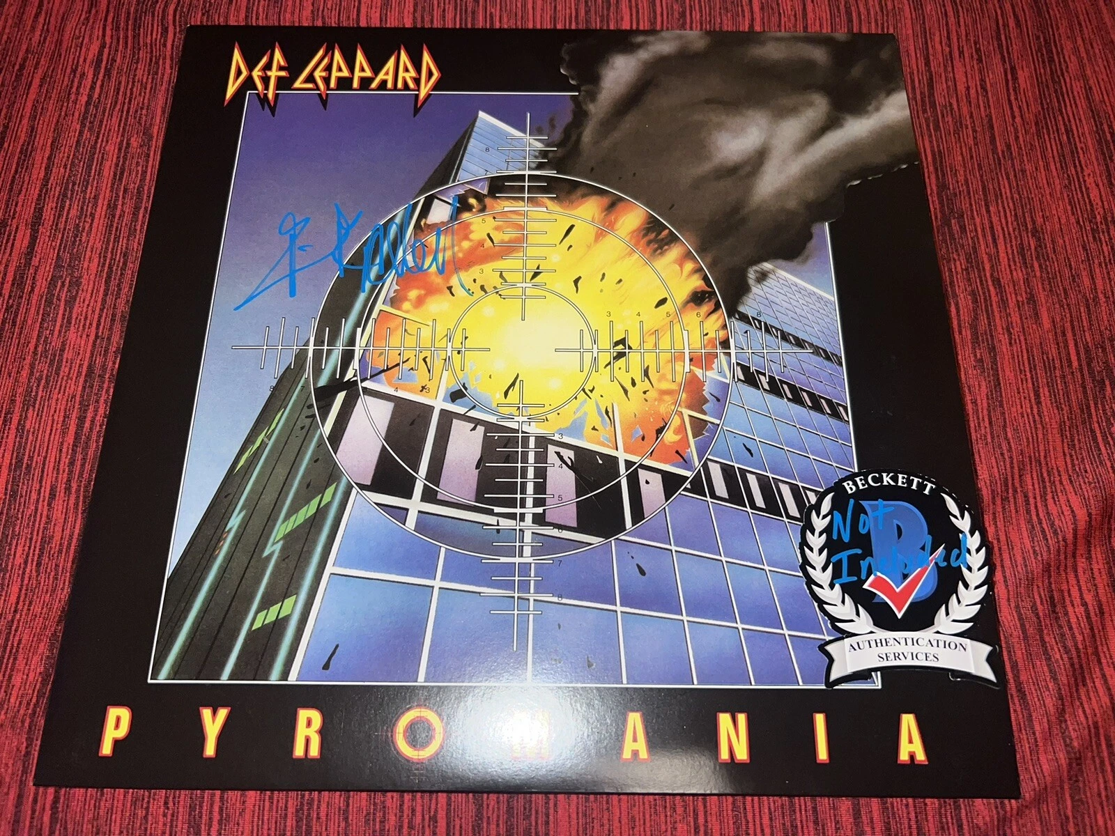 Rick Allen Signed Pyromania Vinyl Album Def Leppard Drummer Star Beckett