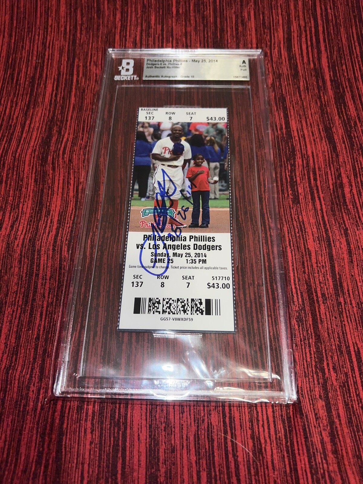 Josh Beckett Signed No Hitter Ticket 5/25/14 Los Angeles Dodgers Beckett Auto 10