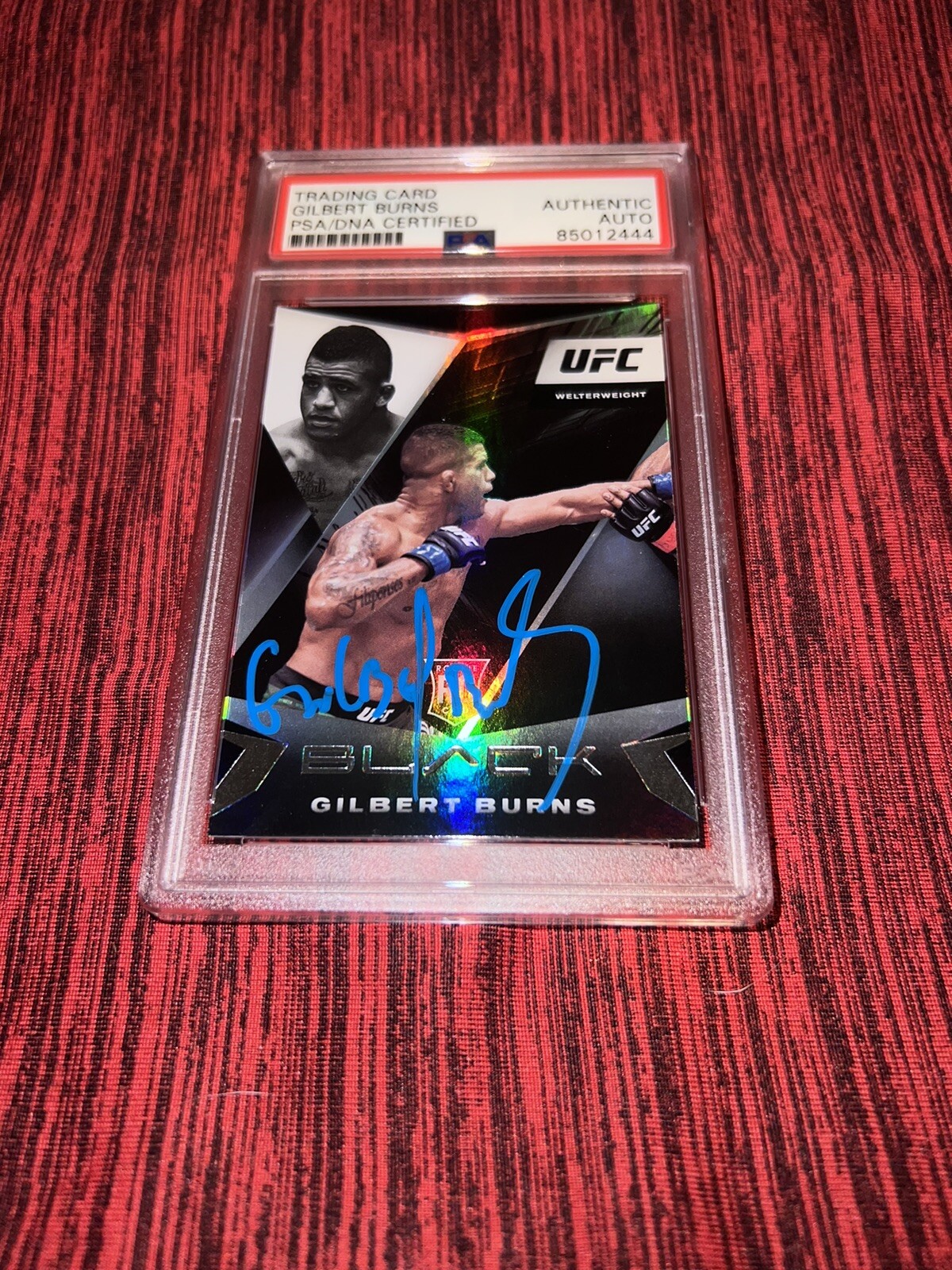 Gilbert Burns Signed 2021 Panini Chronicles Black UFC Trading Card PSA/DNA