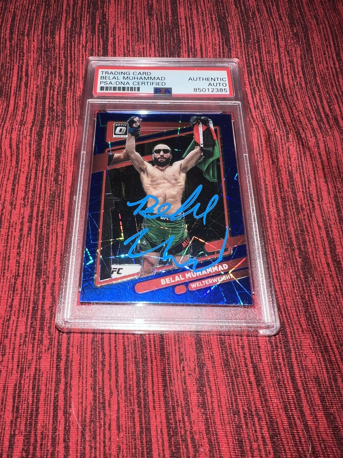 Belal Muhammad Signed 2022 Donruss Optic Blue Velocity UFC Card PSA/DNA