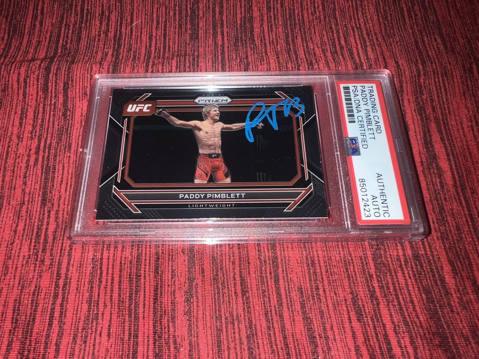 Paddy Pimblett Signed 2023 Panini Prizm Future Champ UFC Trading Card PSA/DNA