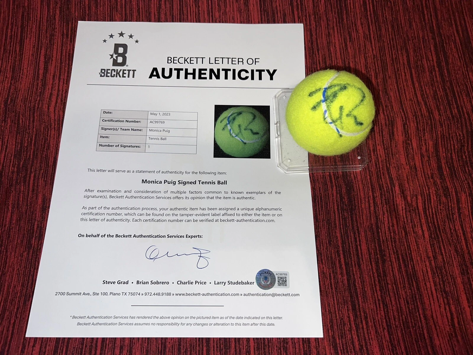 Monica Puig Signed Penn Tennis Ball 2016 Olympic Gold Medal Beckett LOA #2