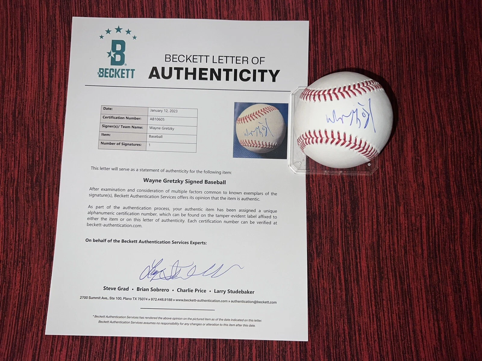 Wayne Gretzky Signed Official Major League Baseball The Great One Beckett