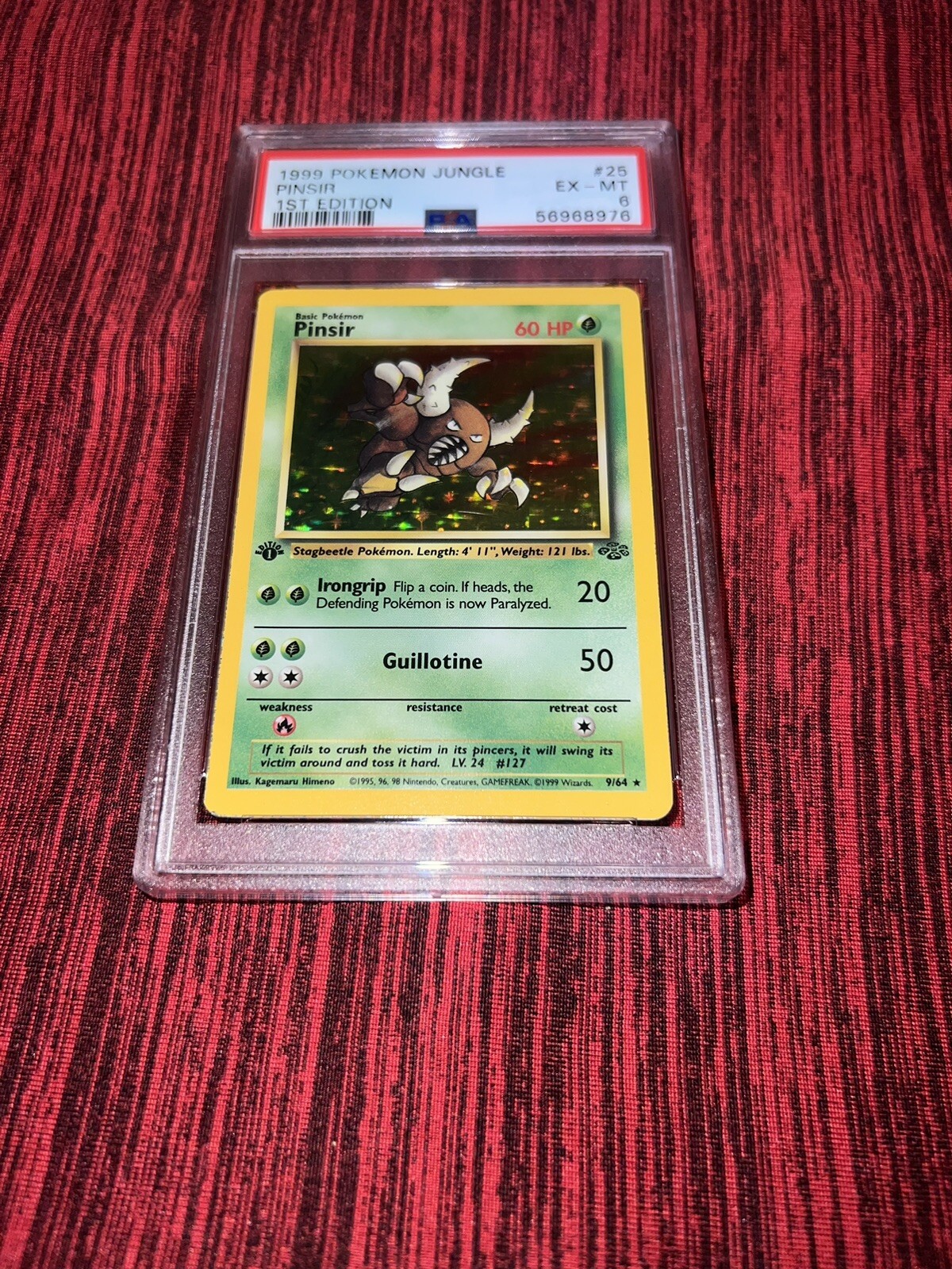 Pokémon 1999 Jungle Pinsir #25 1st Edition PSA EX 6