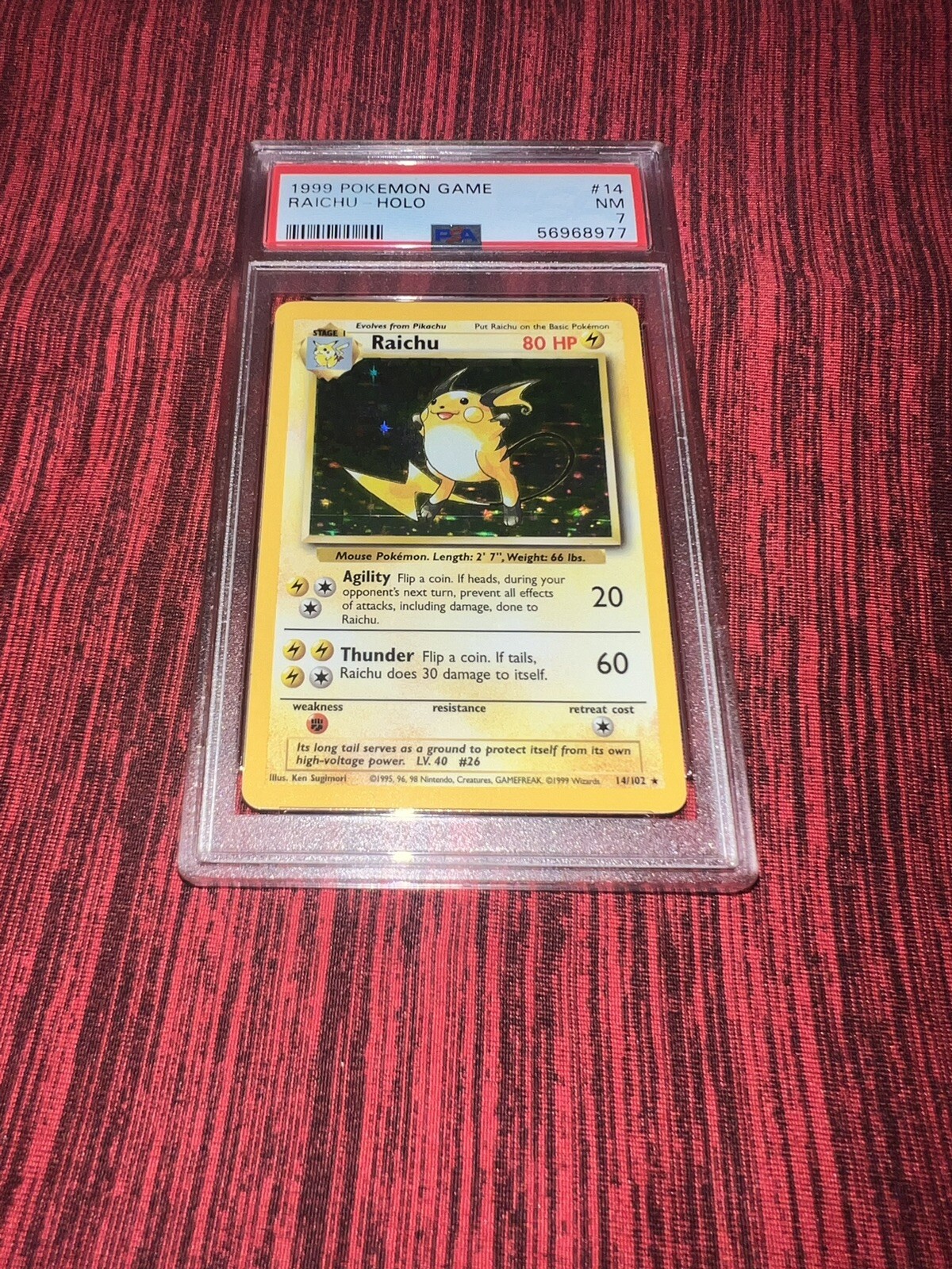 POKéMON 1999 RAICHU HOLO #14 PSA NM 7 COLLECTIBLE MEMORABILIA
