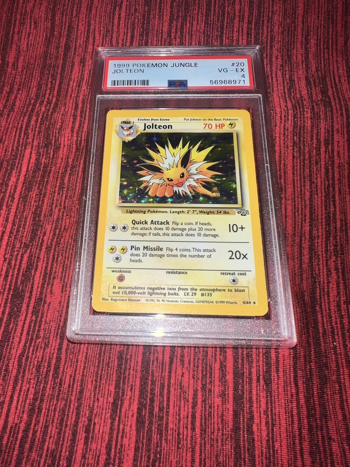 POKéMON 1999 JUNGLE JOLTEON #20 HOLO PSA EX 4 COLLECTIBLE MEMORABILIA