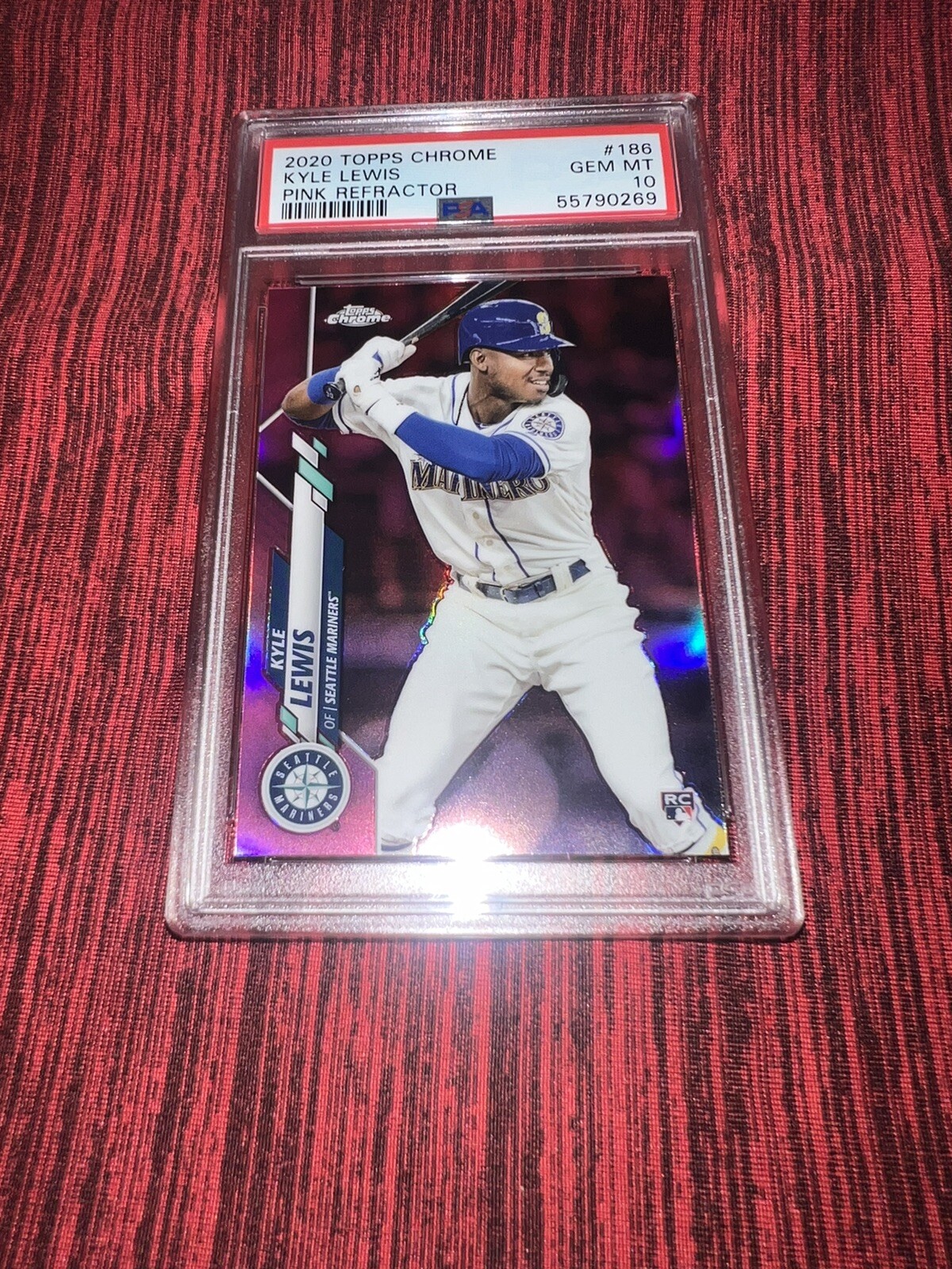 Kyle Lewis 2020 Topps Chrome #186 Pink Refractor Rookie Card PSA Mint 10