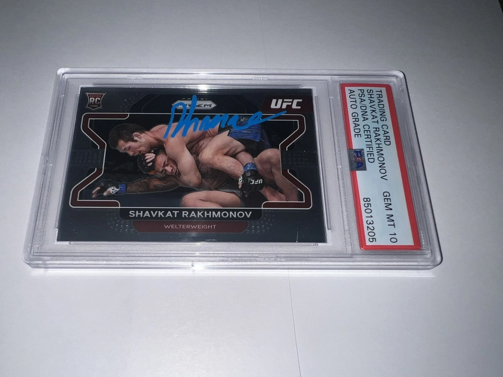 Shavkat Rakhmonov Signed 2022 Panini Prizm #80 UFC Trading Card PSA/DNA 10 Auto