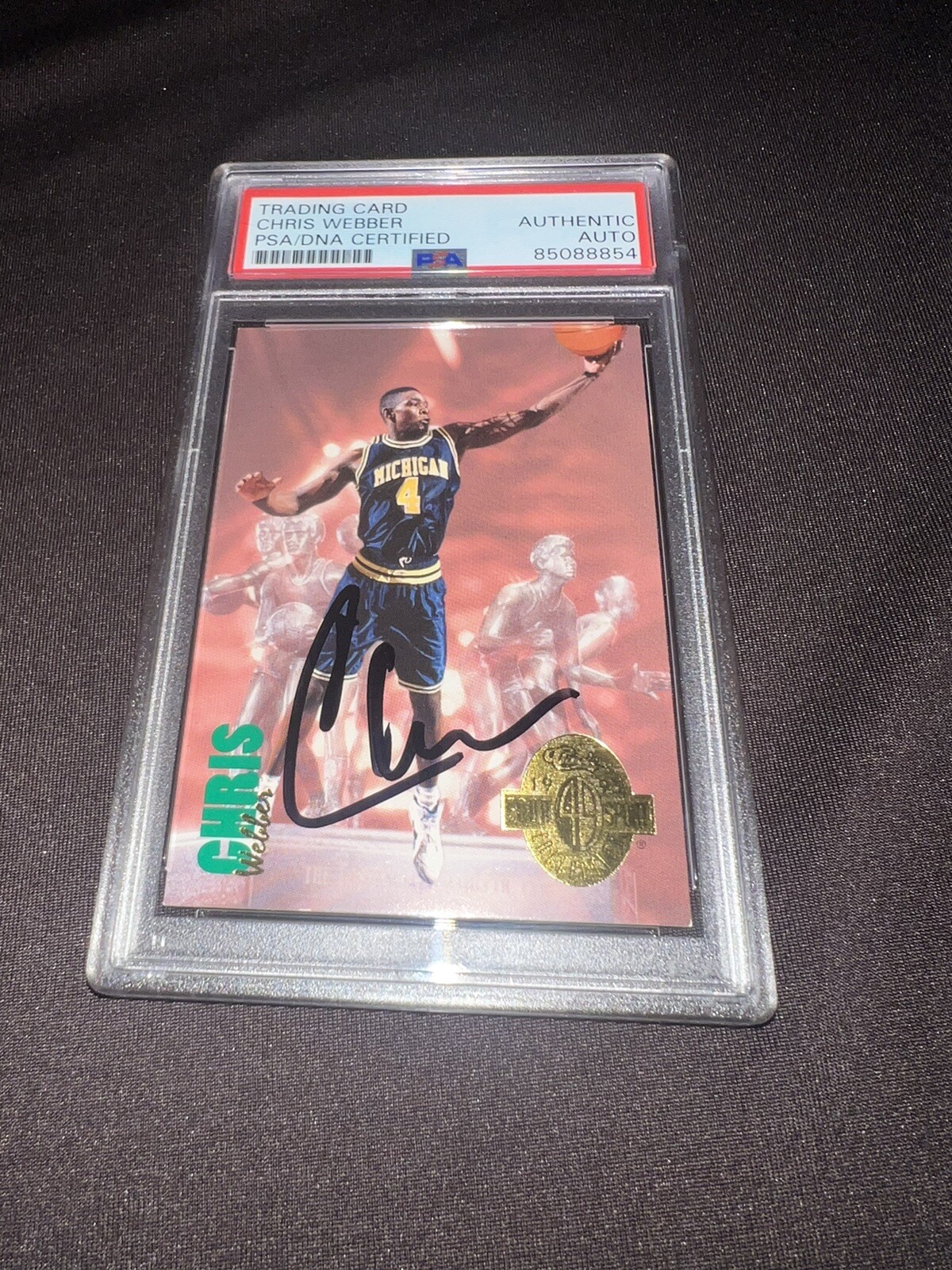 Chris Webber Signed 1993 Classic Four Sport Trading Card Michigan PSA/DNA
