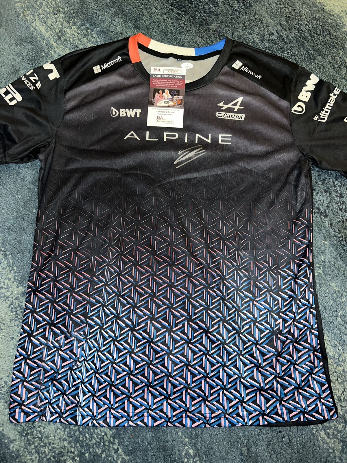 Esteban Ocon Signed Alpine T Shirt Formula 1 Star JSA Auth