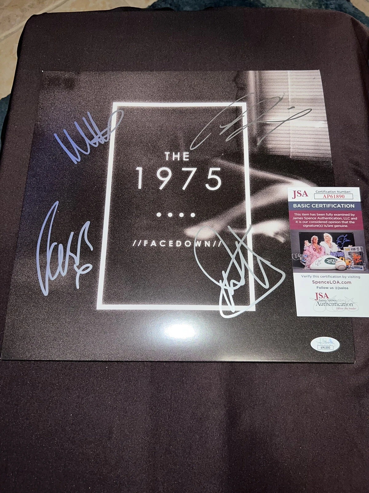 The 1975 Band Signed Facedown Vinyl Album Matt Healy, George, Adam & Ross JSA #2