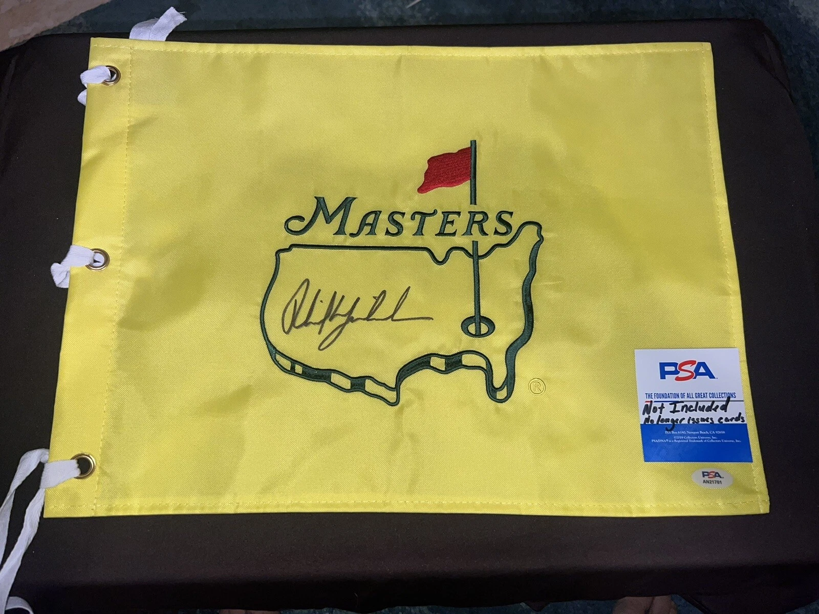 Phil Mickelson Official Undated Masters Flag Augusta 3x Champion Legend PSA/DNA