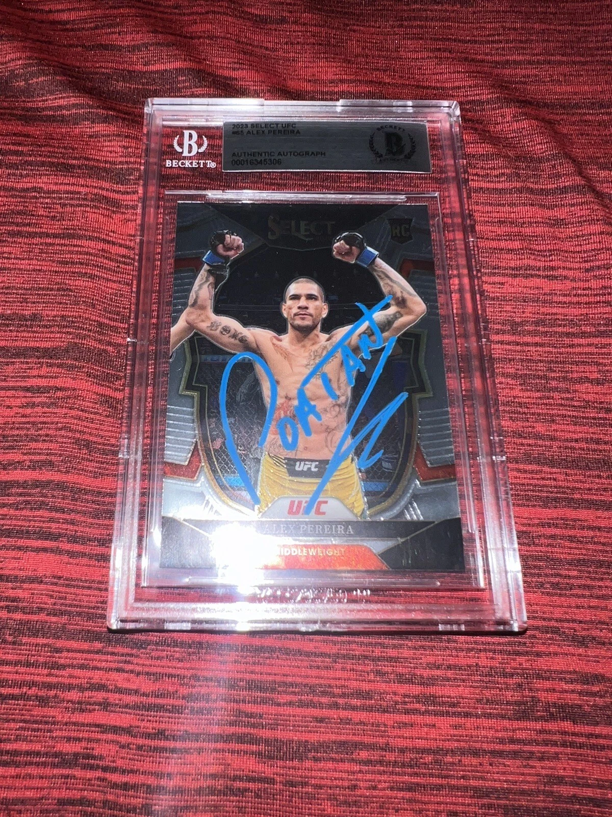 Alex Pereira Signed 2023 Panini Select Concourse Trading Card Poatan RC Beckett