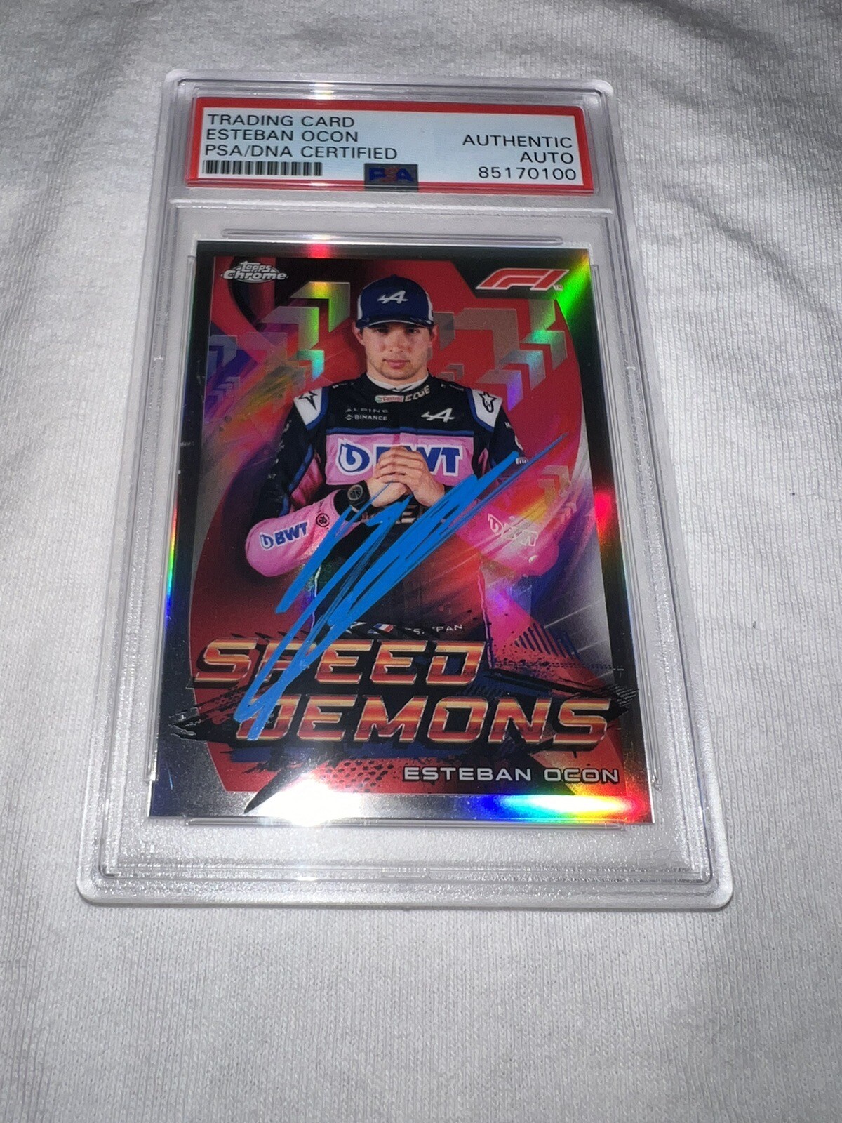 Esteban Ocon Signed 2022 Topps Chrome Speed Demons Card Alpine PSA/DNA