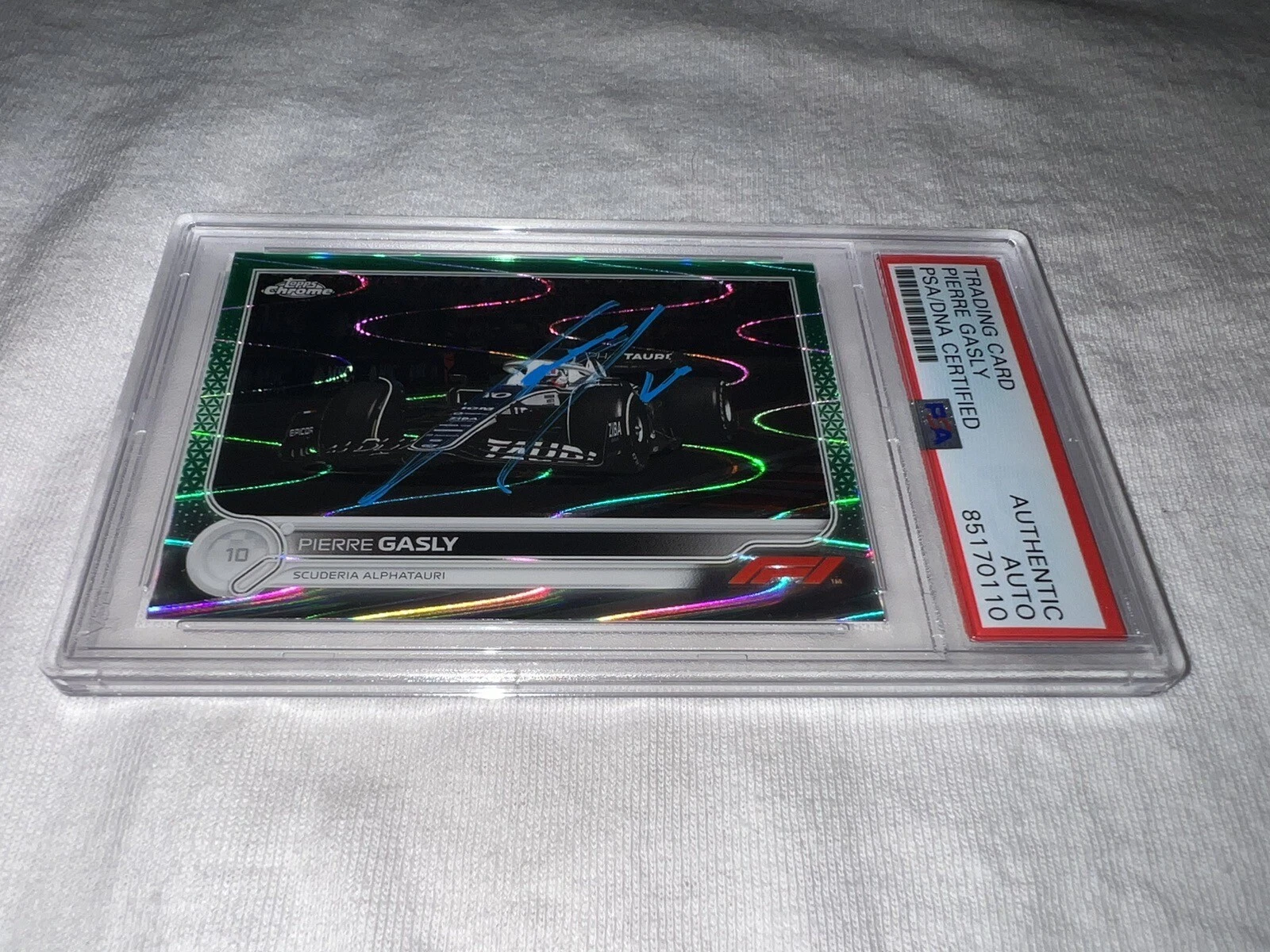 Pierre Gasly Signed 2022 Topps Chrome F1 Card #46 Alphatauri 67/99 Green PSA/DNA