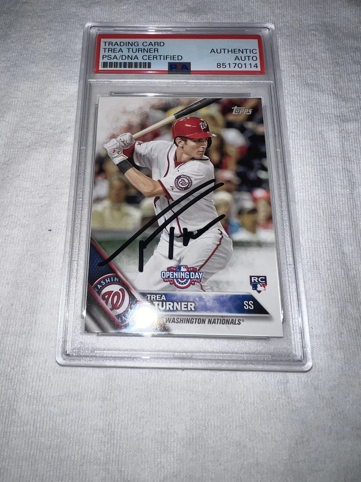 Trea Turner Signed 2016 Topps Rookie Card Nationals Phillies PSA/DNA