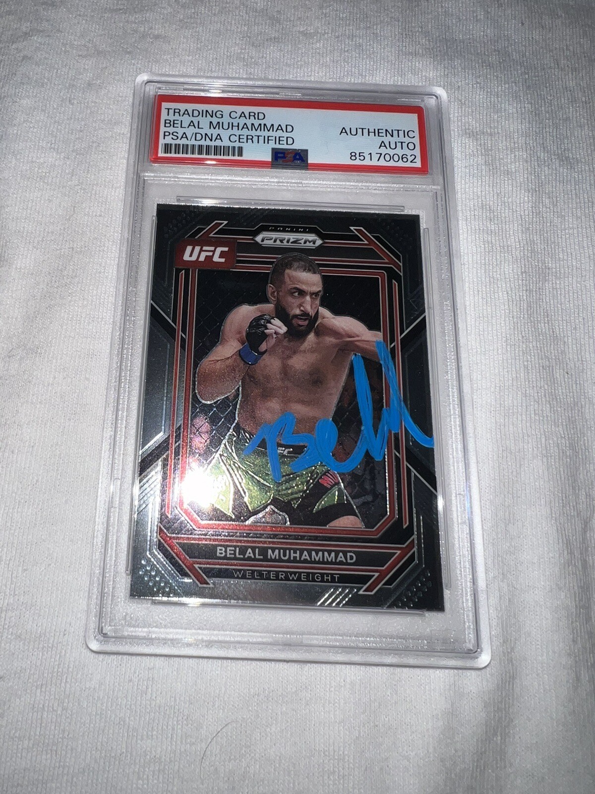 Belal Muhammad Signed 2023 Panini Prizm UFC Trading Card PSA/DNA