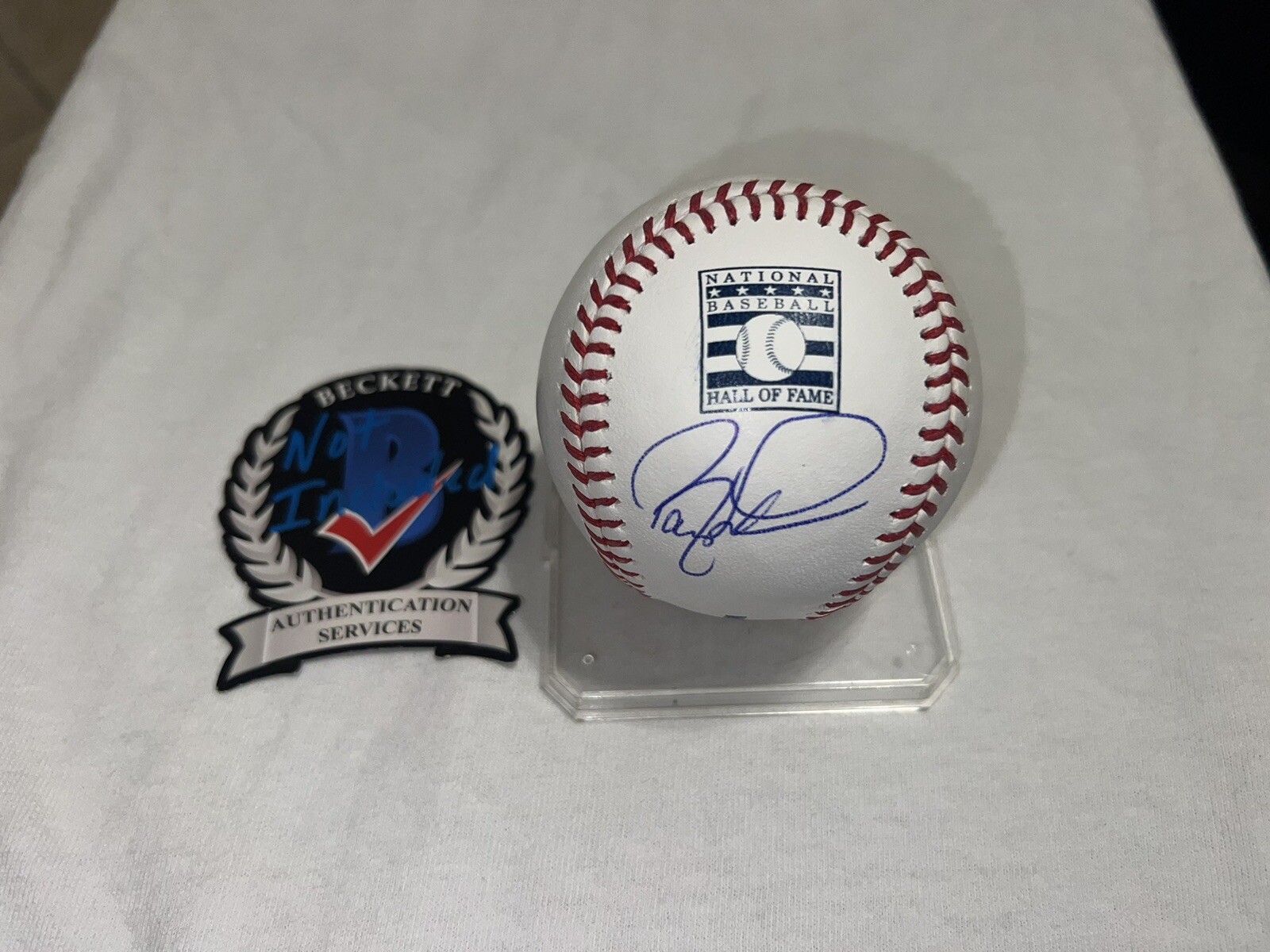 Barry Larkin Signed Official Hall Of Fame Baseball Cincinnati Reds Beckett