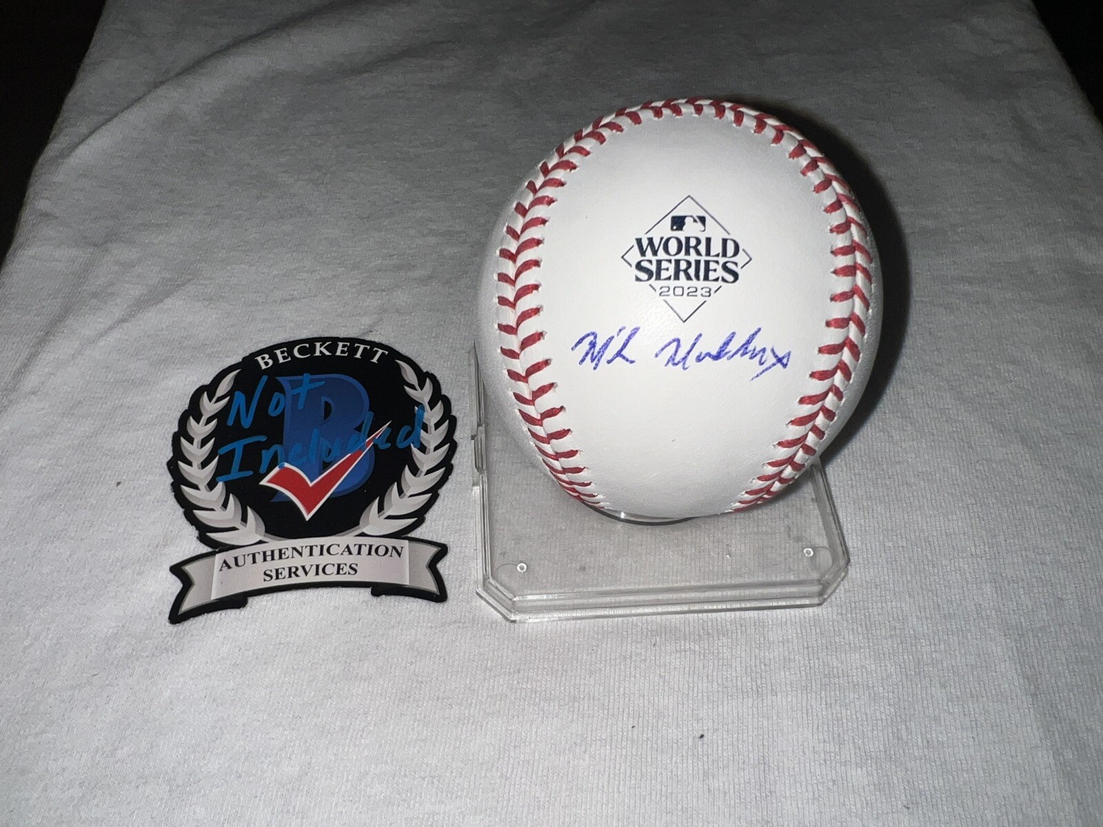 Mike Maddux Signed Official 2023 World Series Baseball Texas Rangers Beckett