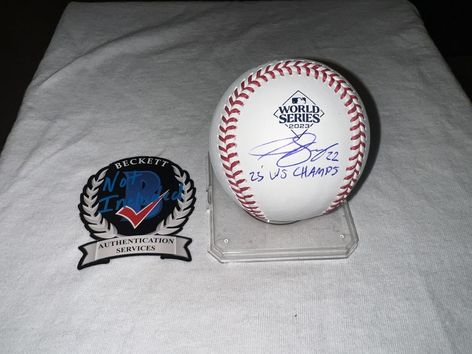 Jon Gray Signed Official 2023 World Series Baseball Texas Rangers Beckett #2