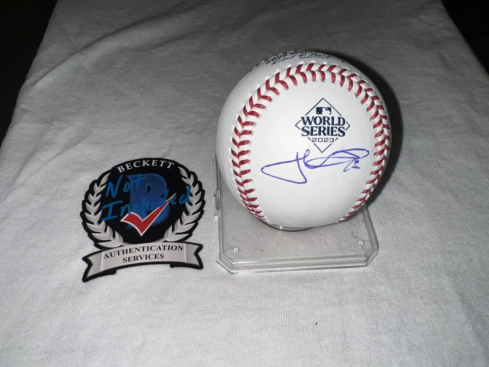 Jonah Heim Signed Official 2023 World Series Baseball Texas Rangers Beckett #3