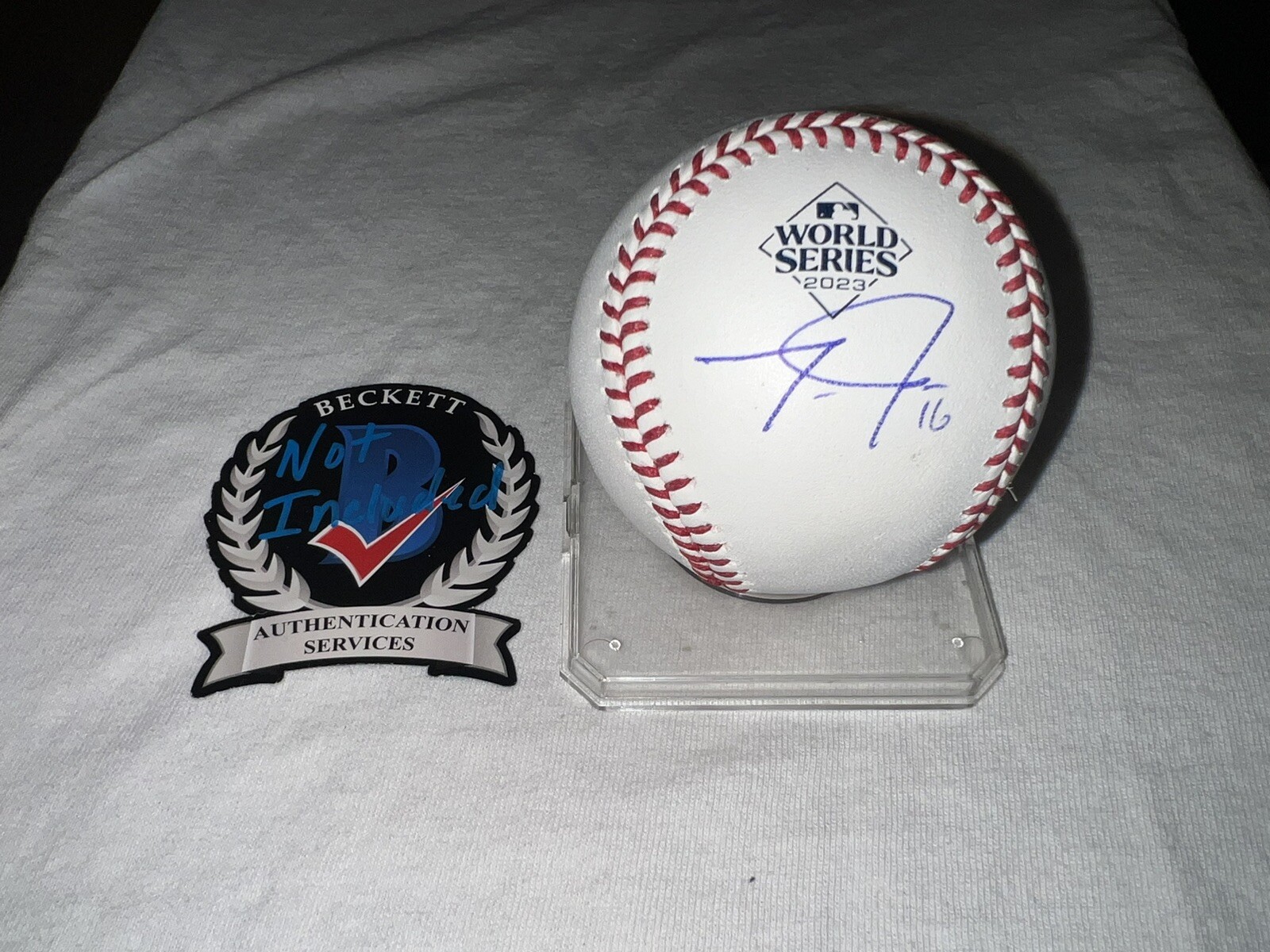 Travis Jankowski Signed Official 2023 World Series Baseball Texas Rangers BAS #3