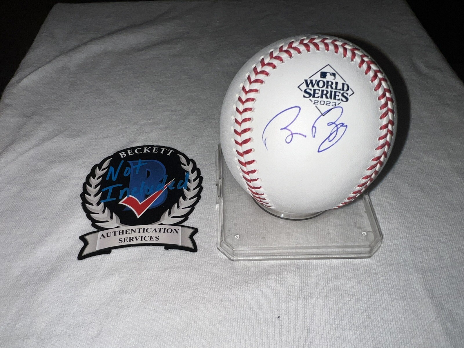 Bruce Bochy Signed Official 2023 World Series Baseball Texas Rangers Beckett #3